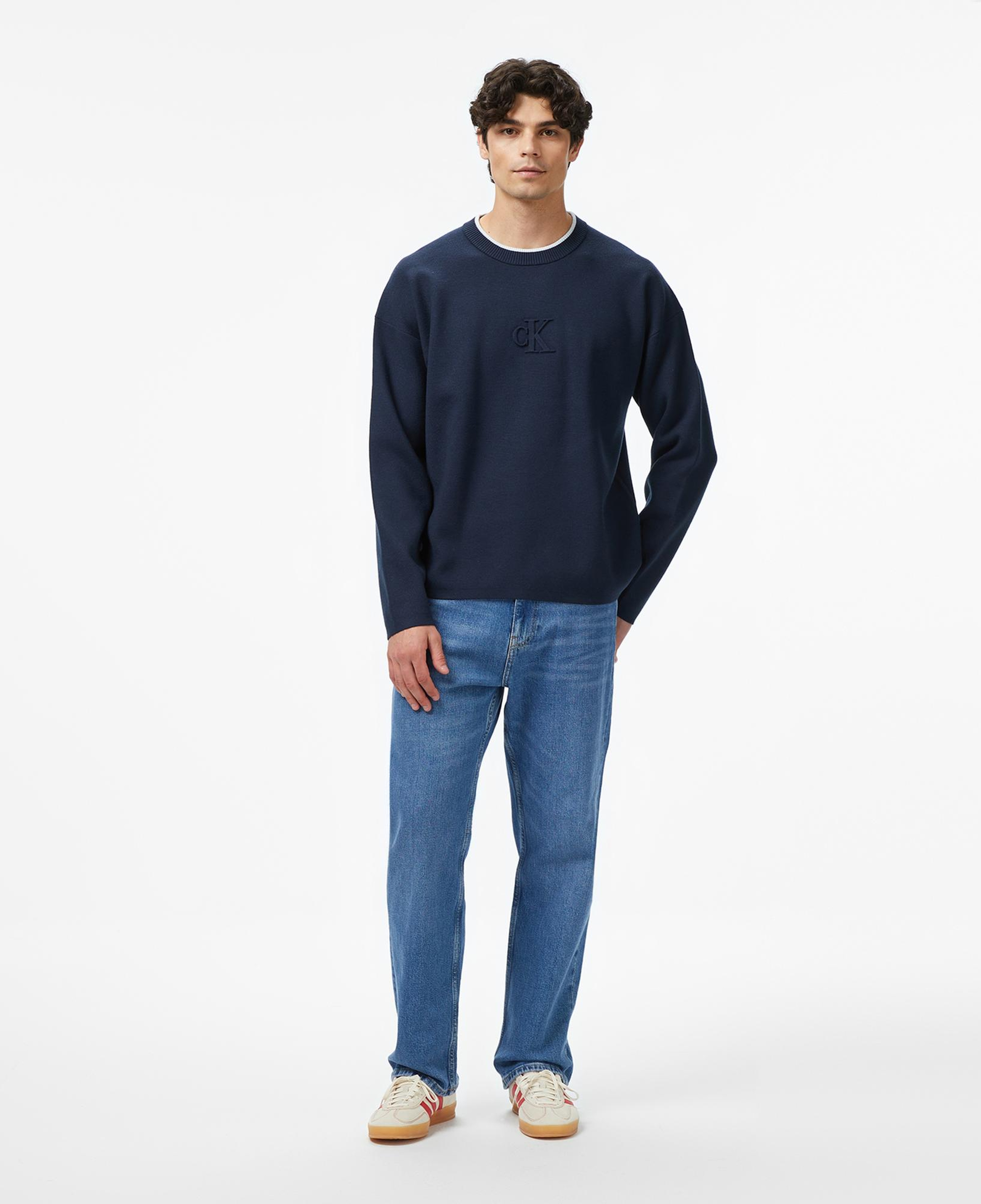 Calvin Klein Embossed Logo Erkek Lacivert Triko