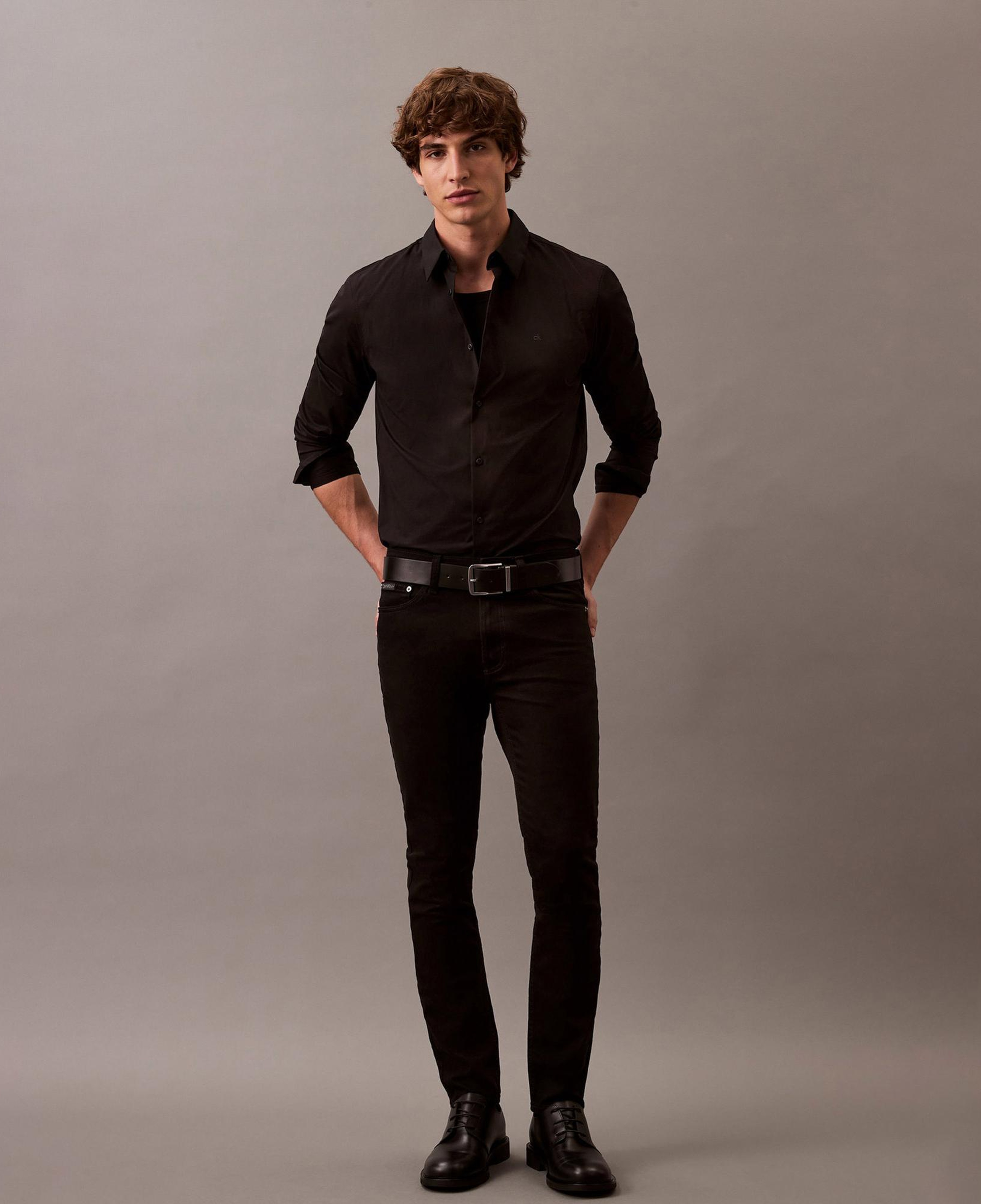 Calvin Klein Solid Slim Erkek Siyah Gömlek