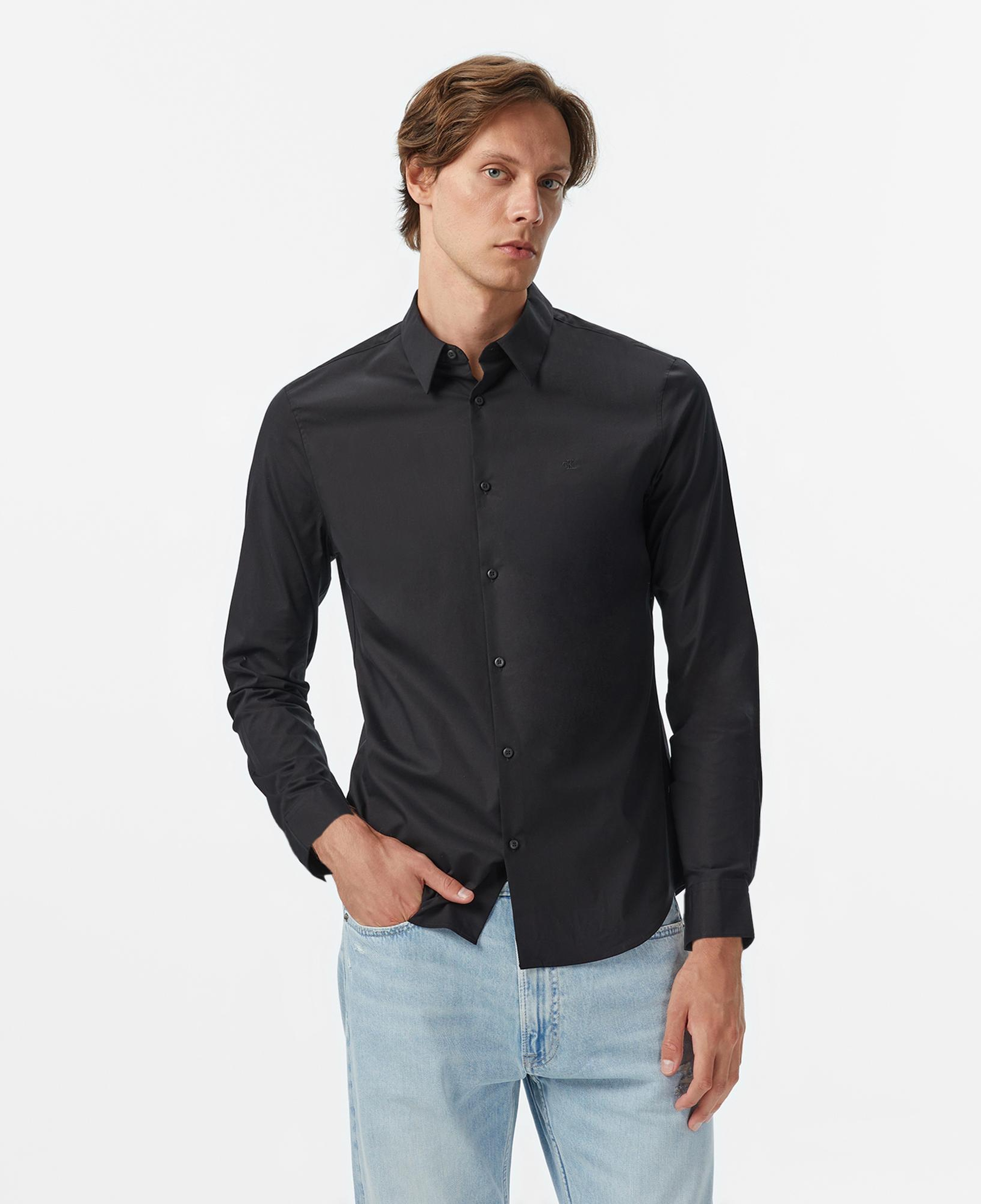 Calvin Klein Solid Slim Erkek Siyah Gömlek