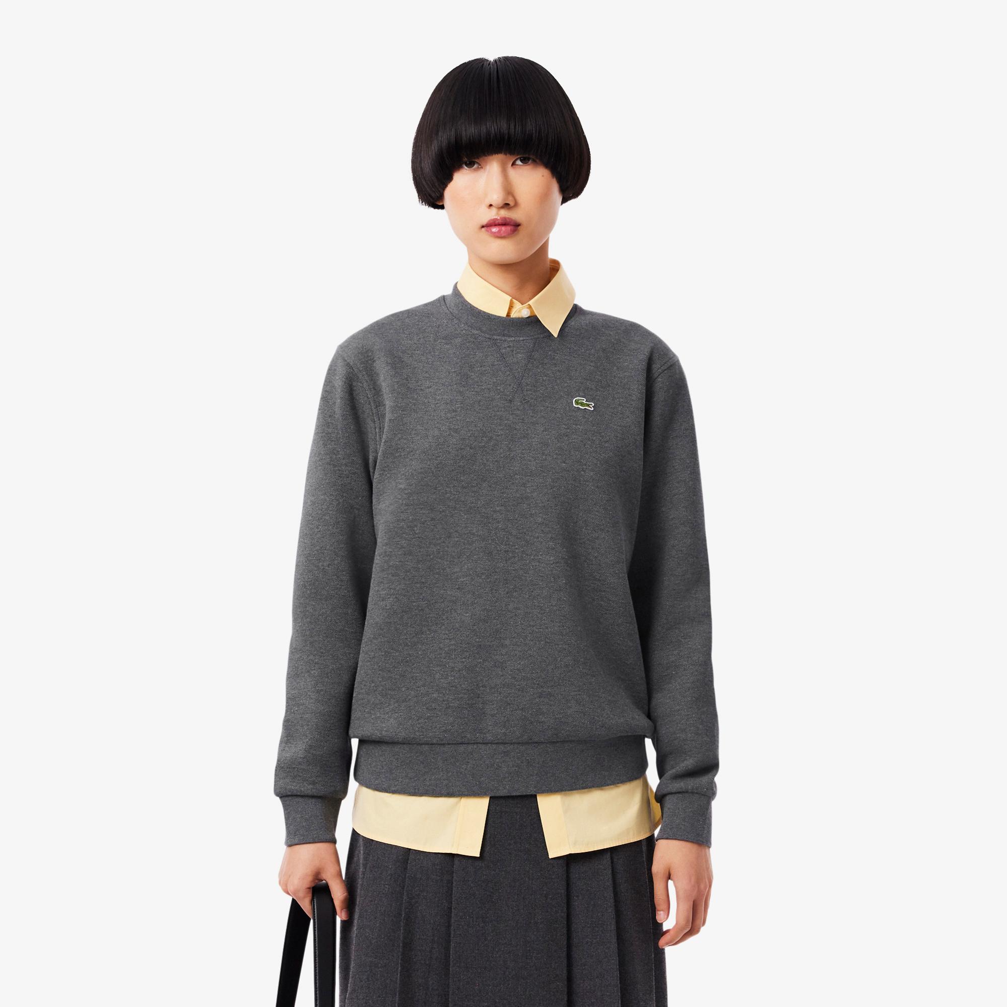 Lacoste Kadın Relaxed Fit Bisiklet Yaka Gri Sweatshirt