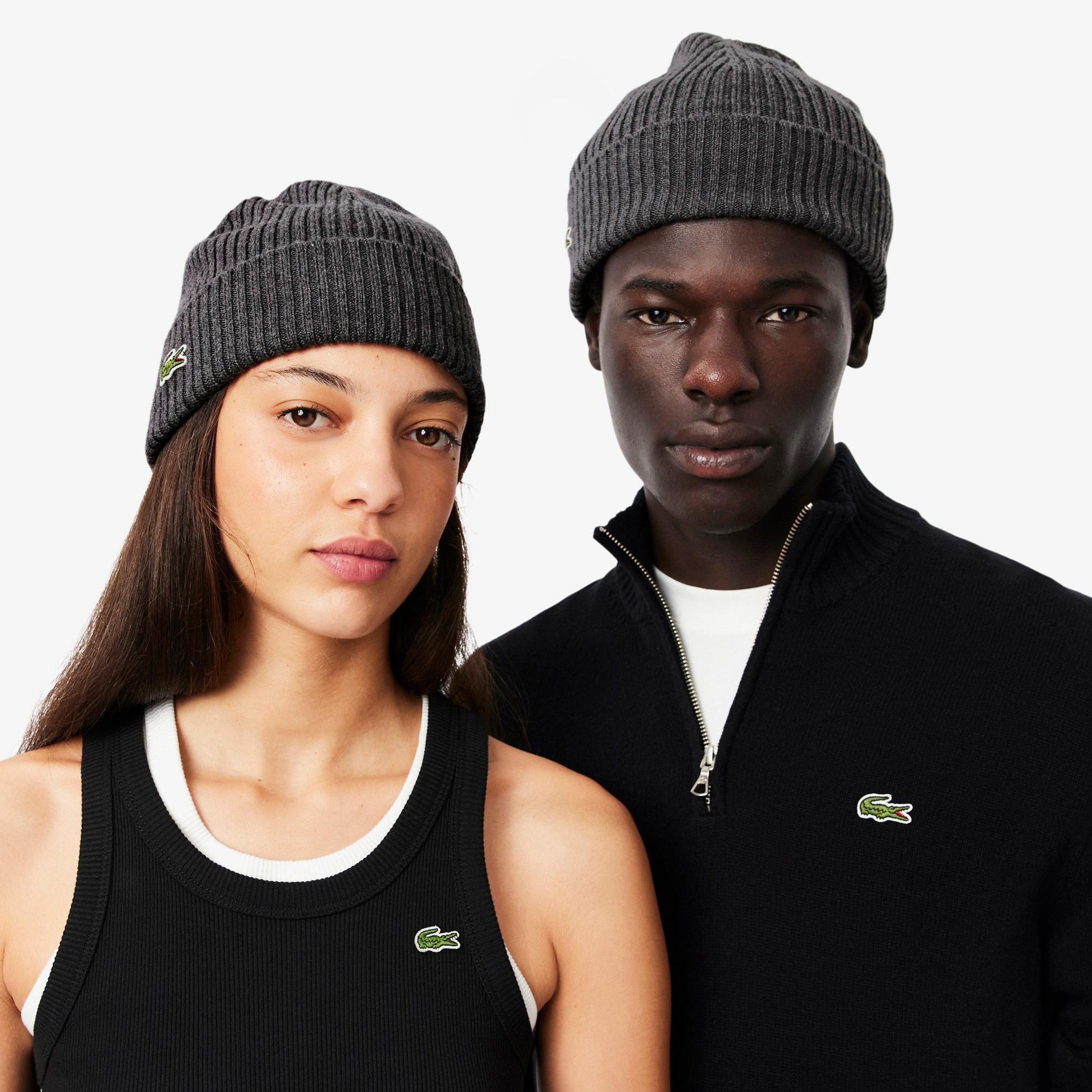 Lacoste Unisex Yün Koyu Gri Bere