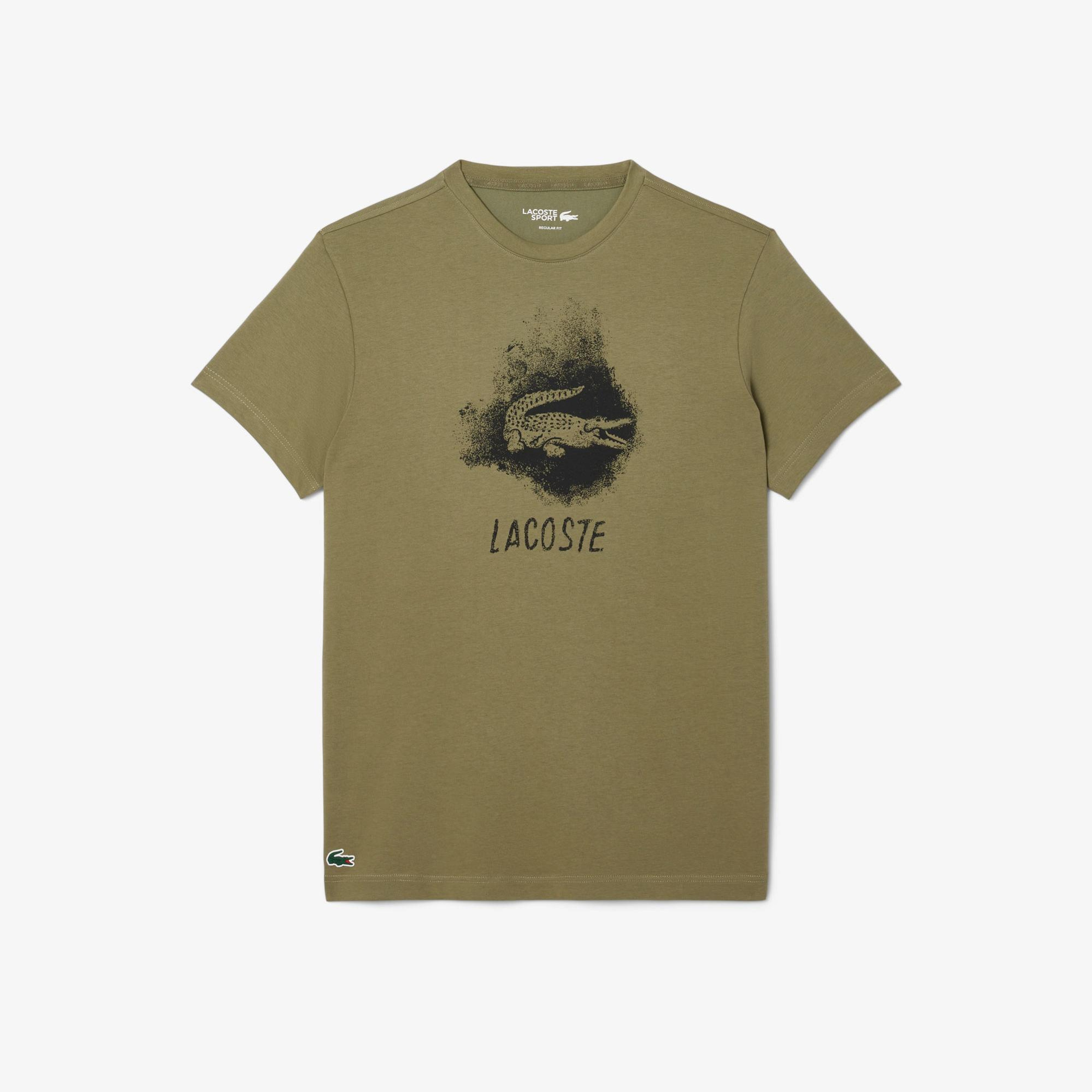 Lacoste Erkek Regular Fit Bisiklet Yaka Baskılı Haki T-Shirt