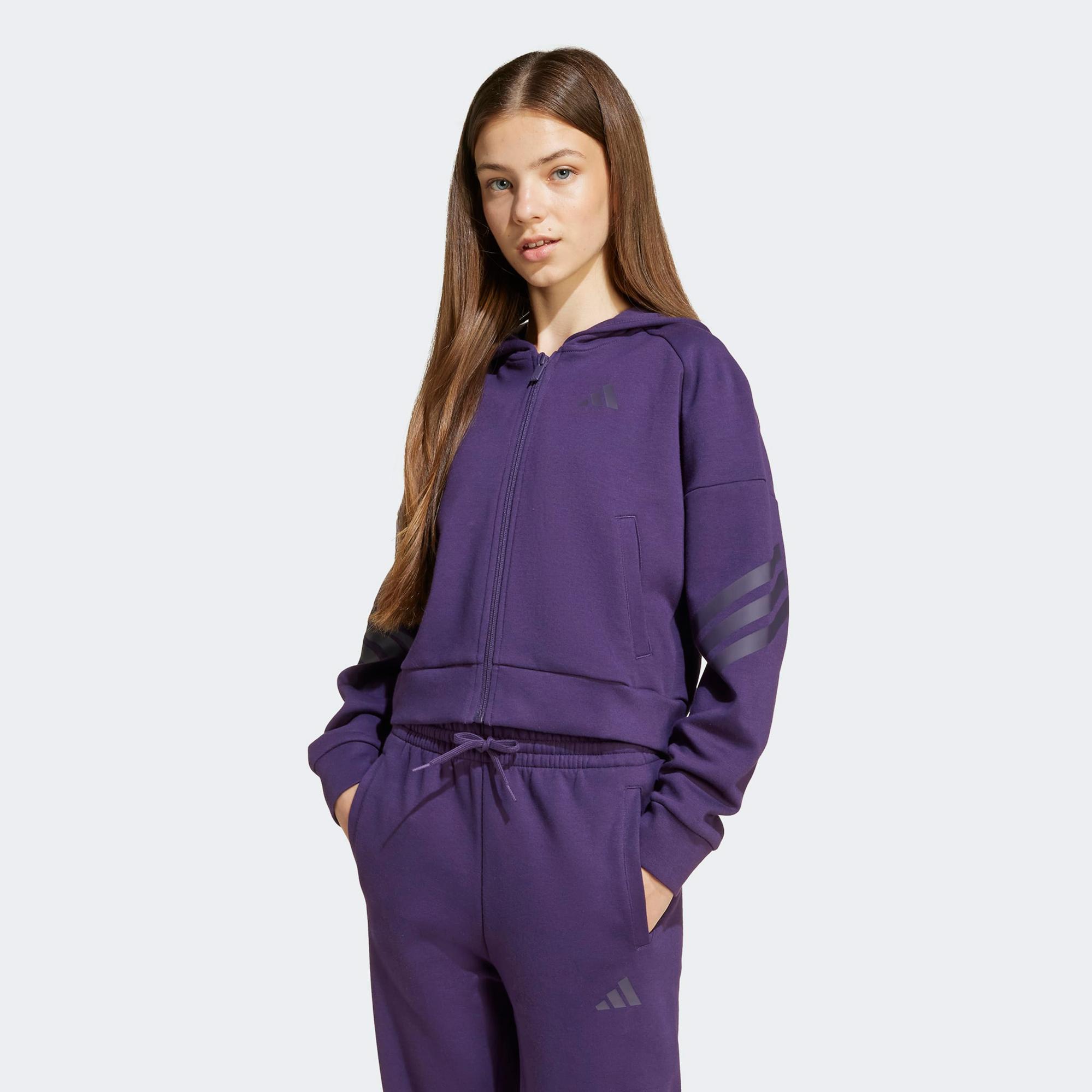 adidas Jg Fı 3S Çocuk Mor Eşofman Üstü