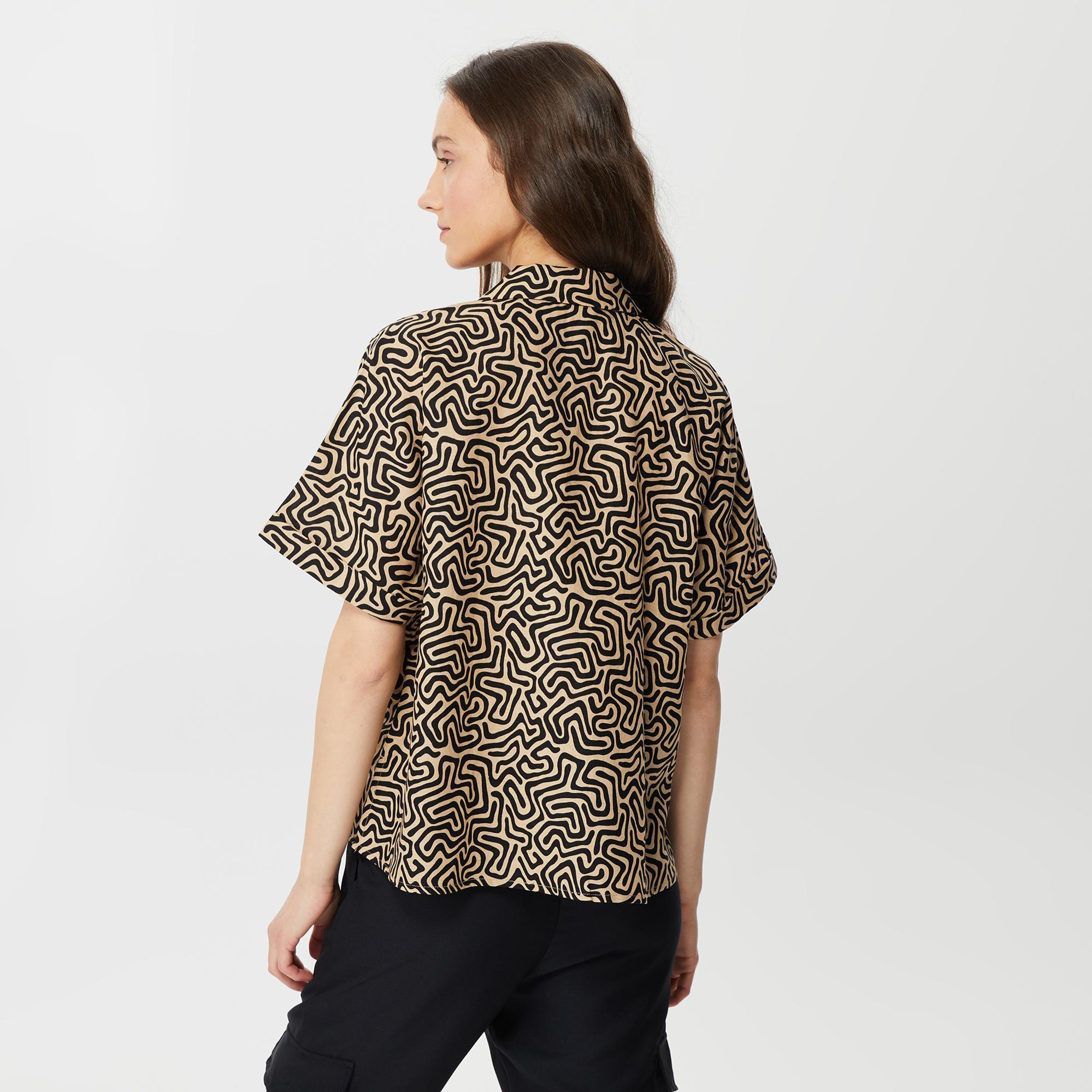 Nautica Kadın Bej Kısa Kollu Gömlek