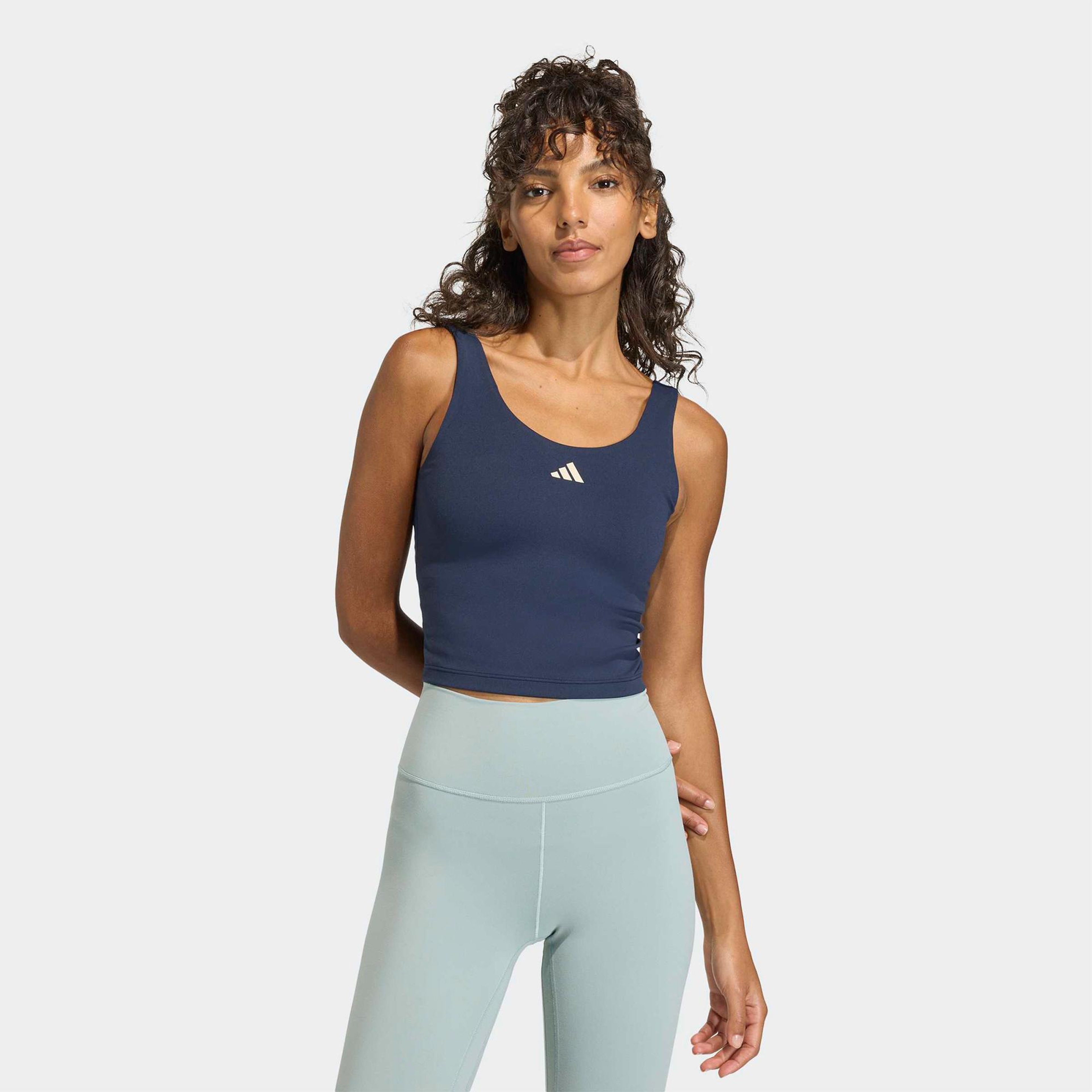 adidas 3-Stripes Studio All Me Kadın Lacivert Crop T-Shirt