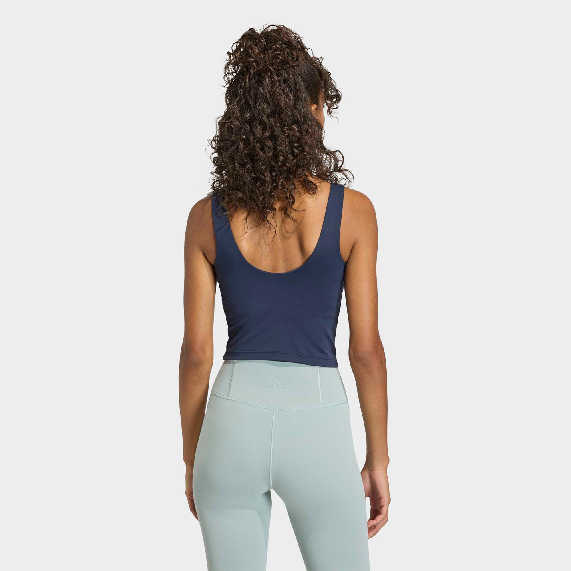 adidas 3-Stripes Studio All Me Kadın Lacivert Crop T-Shirt