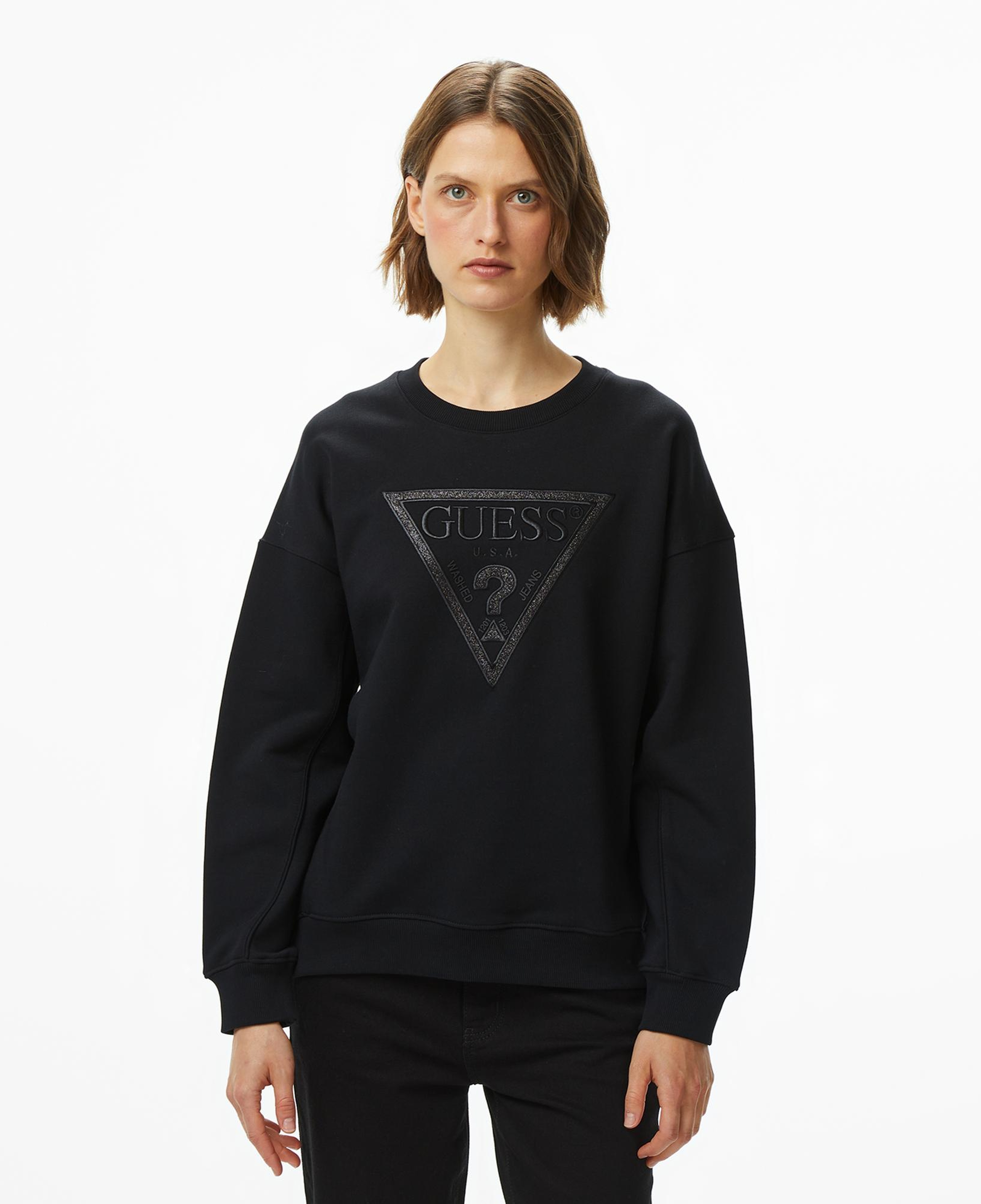 Guess Glitter Kadın Siyah Sweatshirt