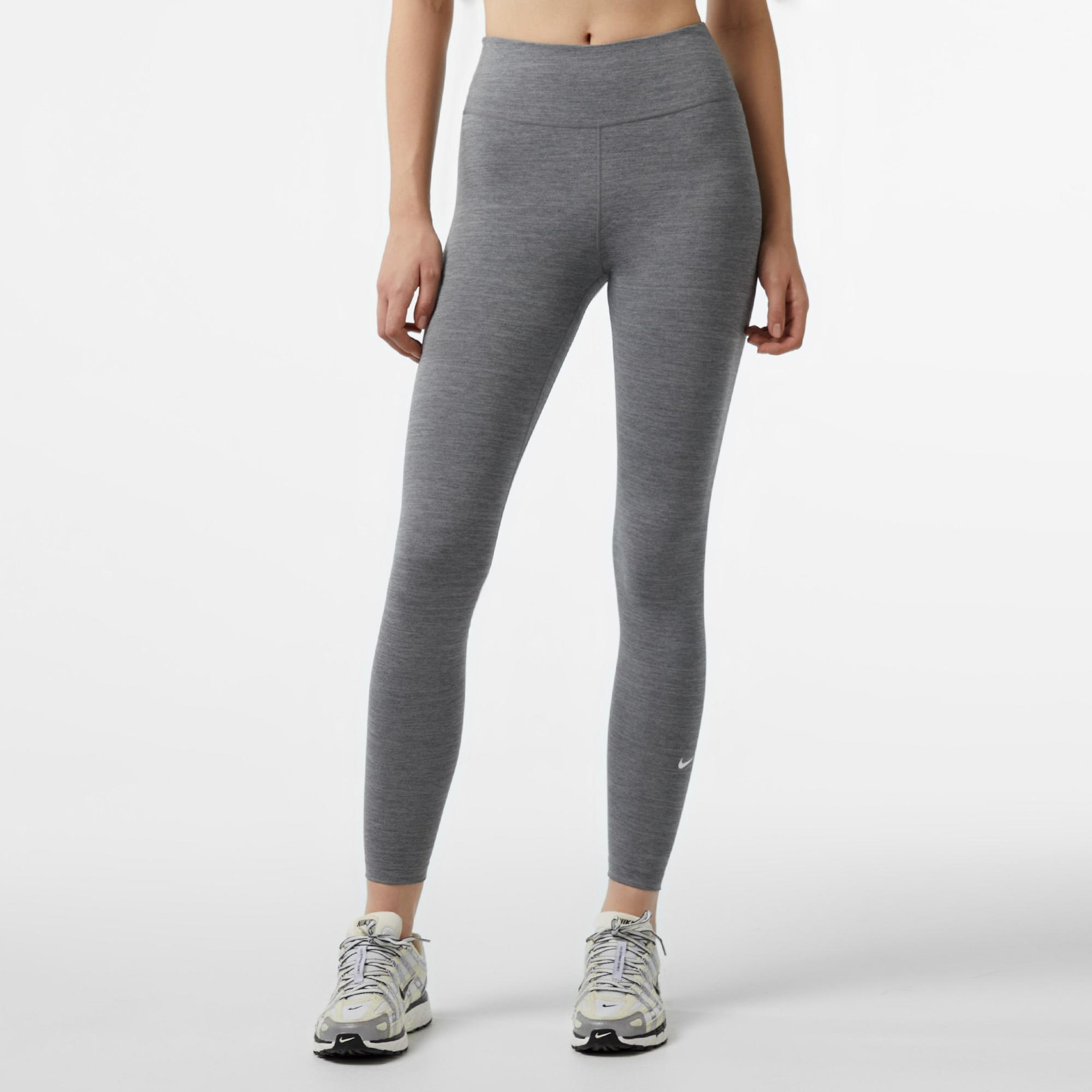 Nike One Dri-Fit Mid Rise Kadın Gri Tayt