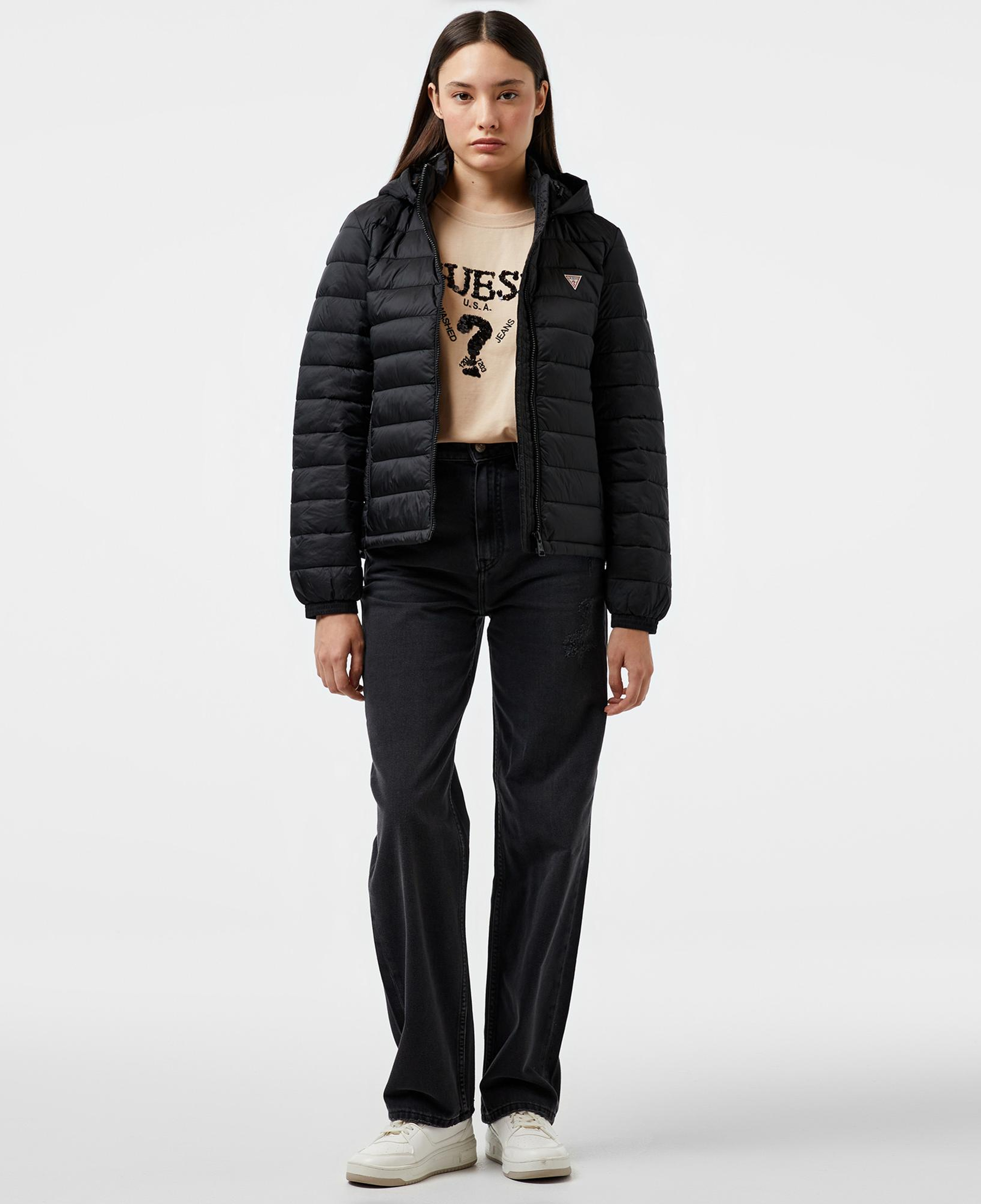 Guess Hooded PufferKadın Siyah Mont