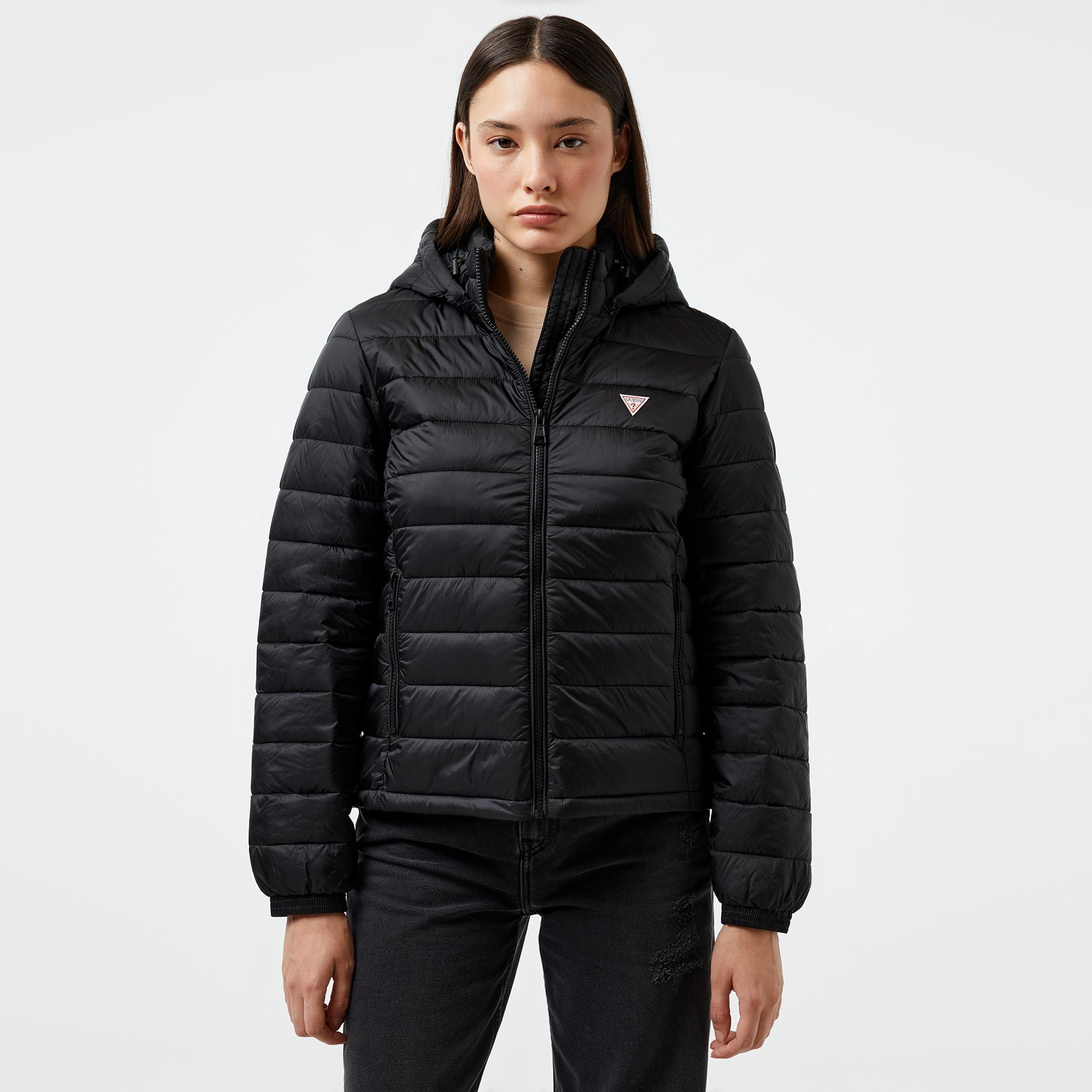 Guess Hooded PufferKadın Siyah Mont