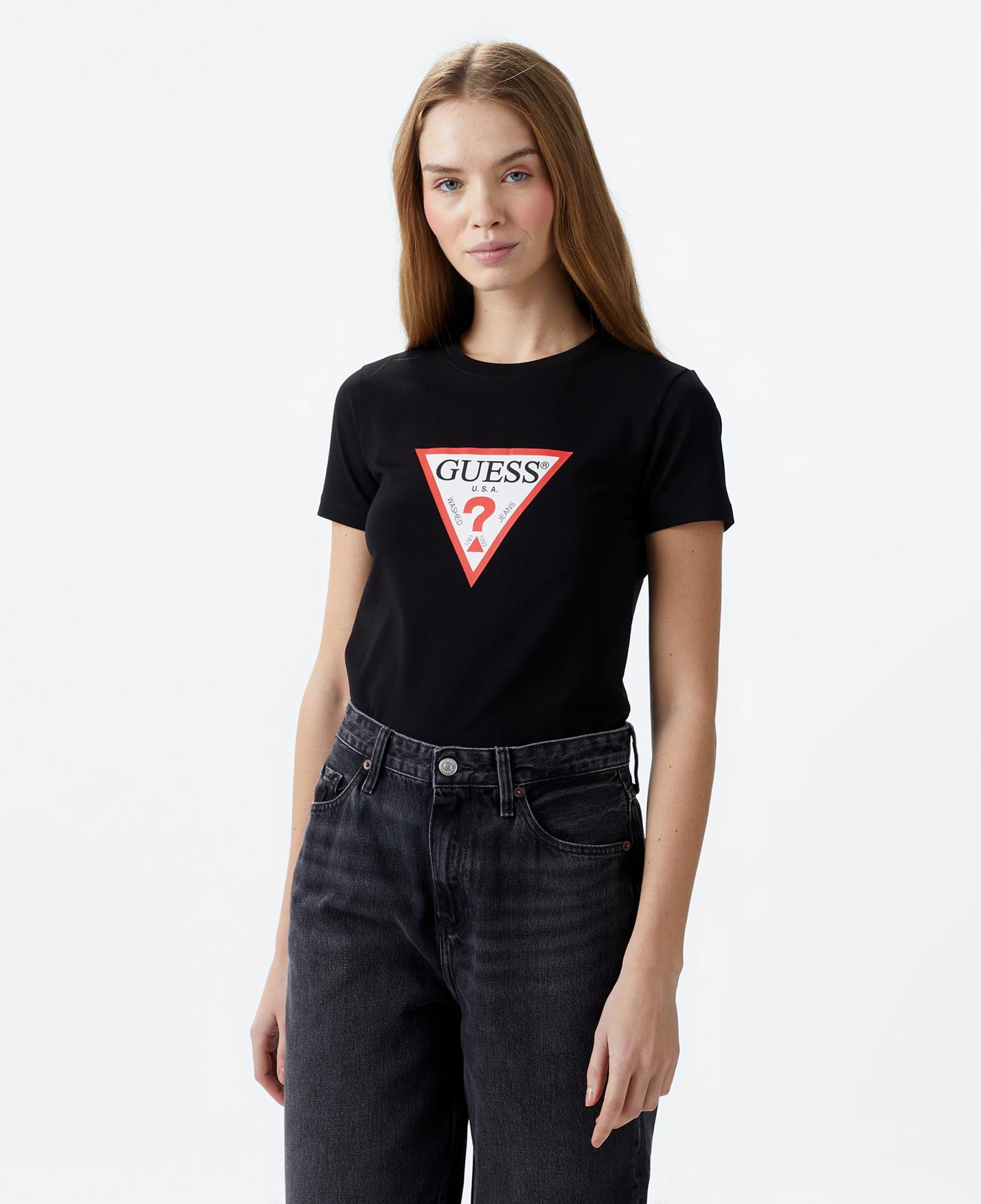 Guess Iconic Mid Organic Kadın Siyah T-Shirt
