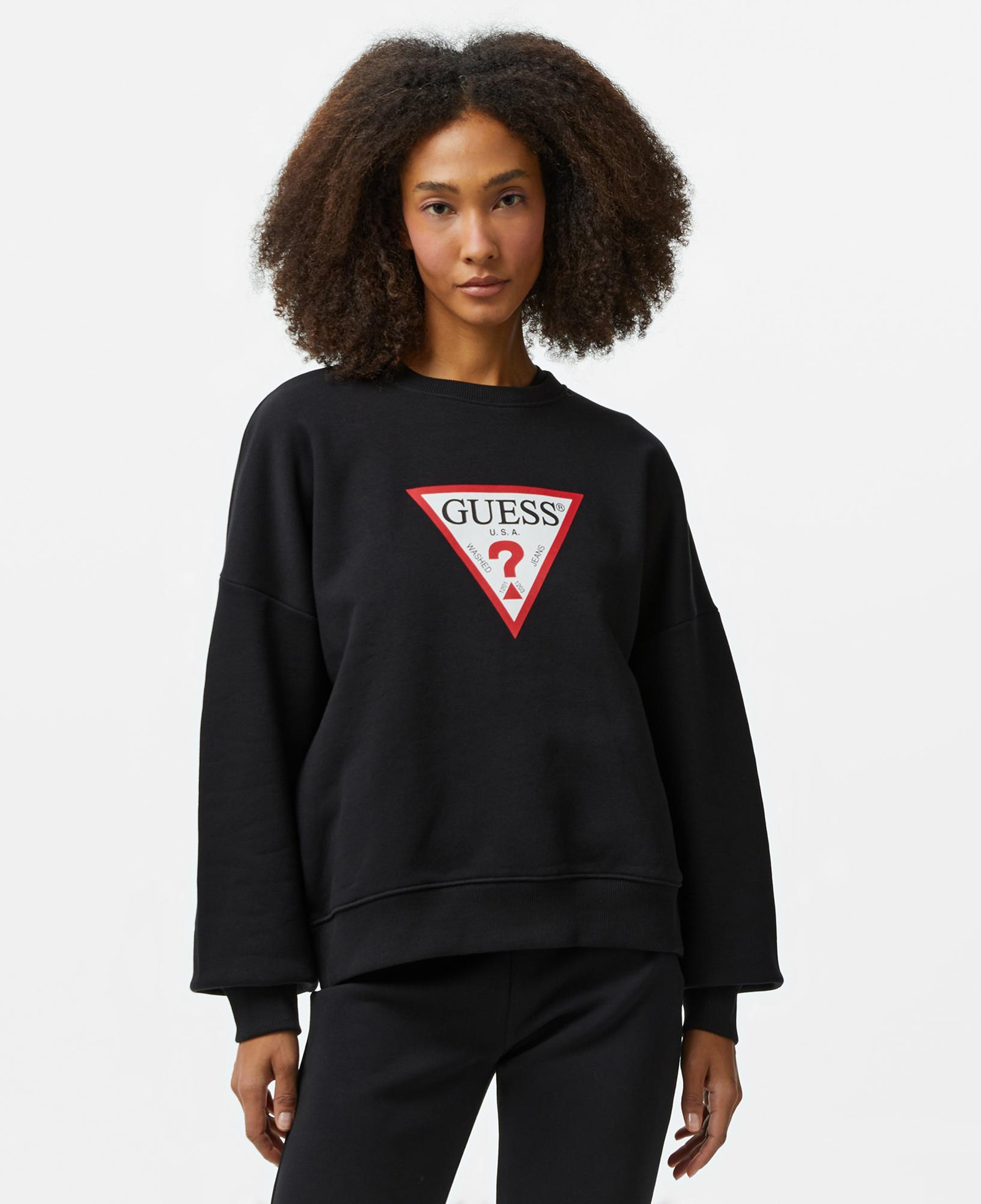 Guess Iconic Tria Kadın Siyah Sweatshirt