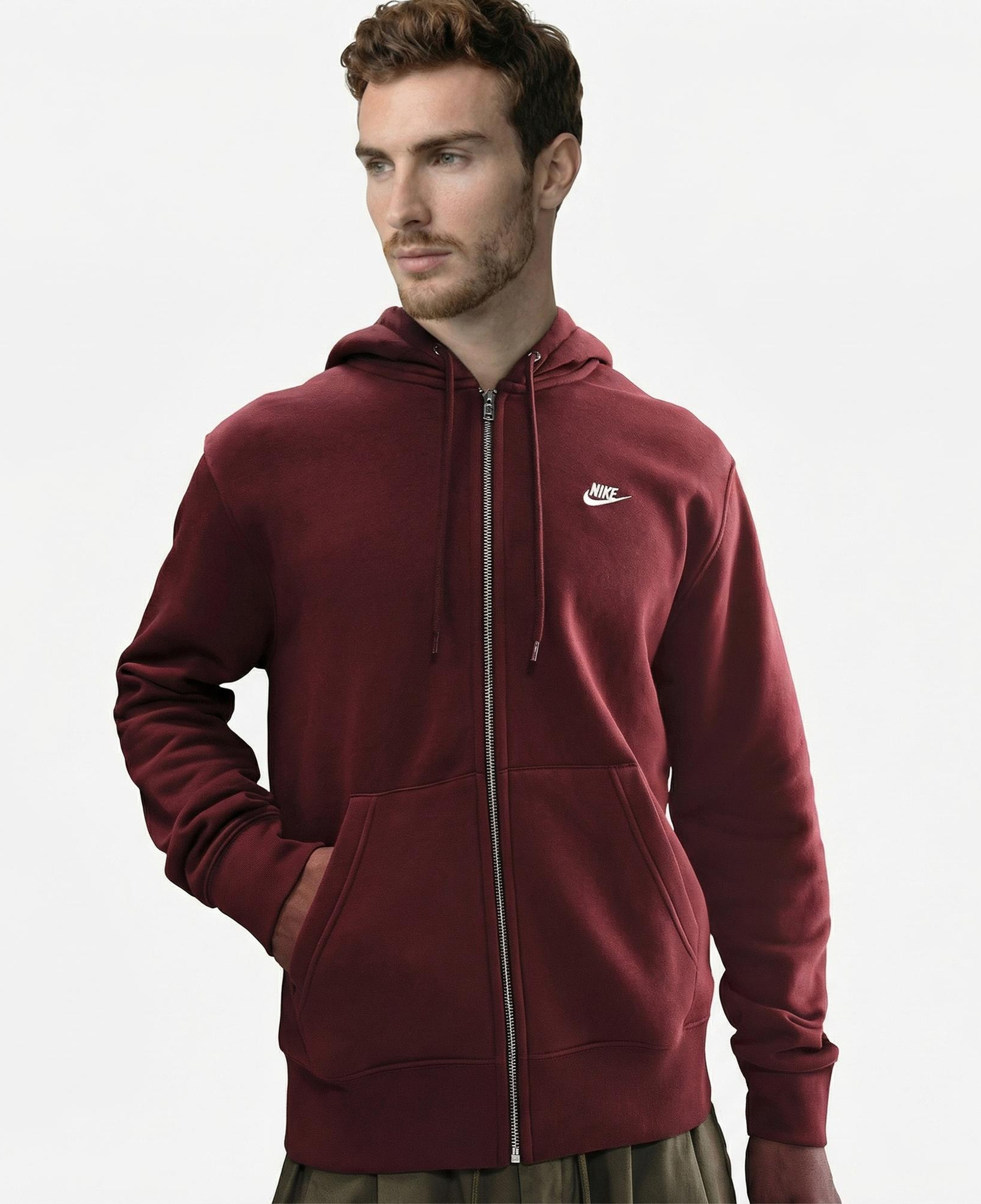 Nike Club Erkek Bordo Kapüşonlu Hoodie