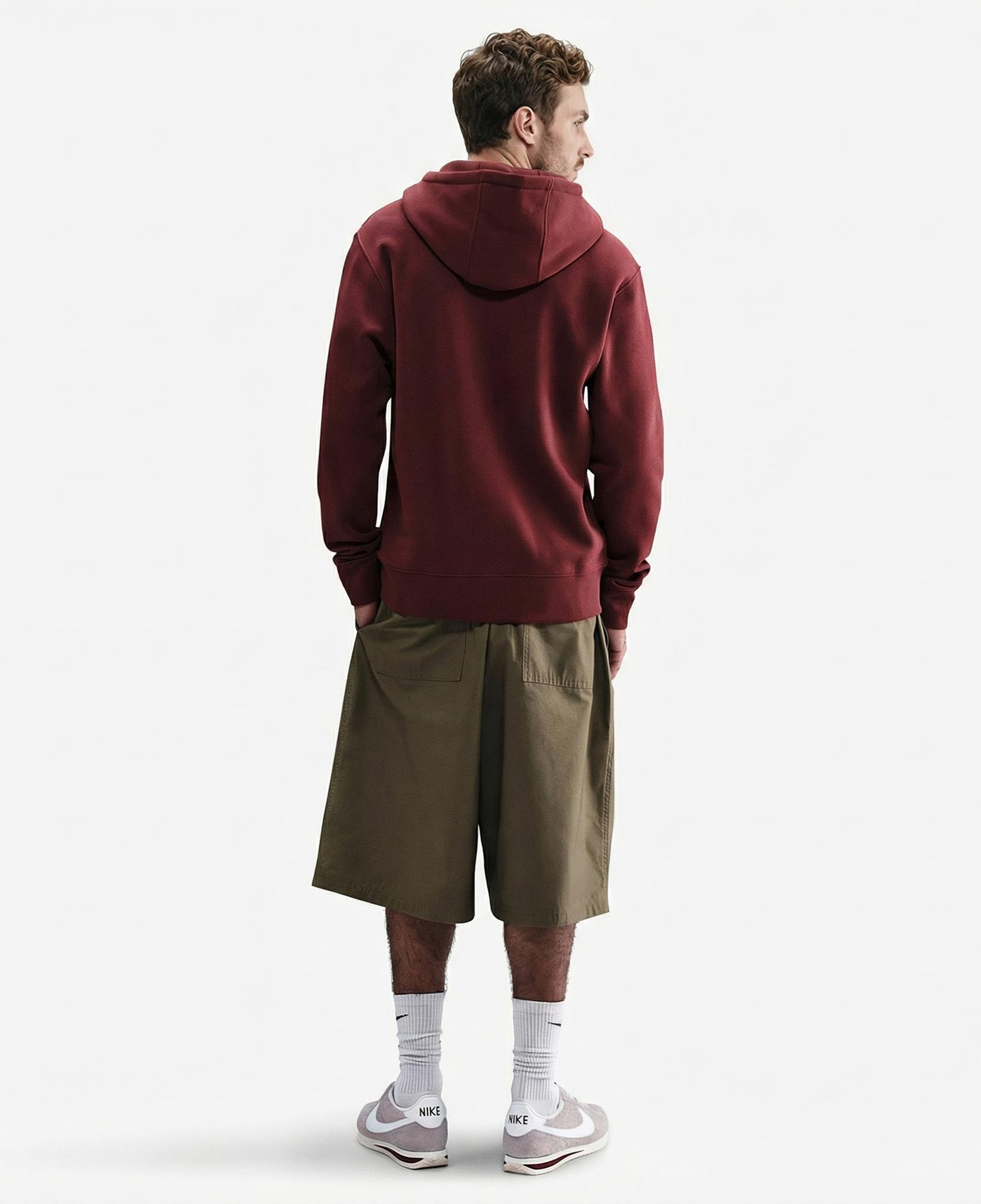 Nike Club Erkek Bordo Kapüşonlu Hoodie