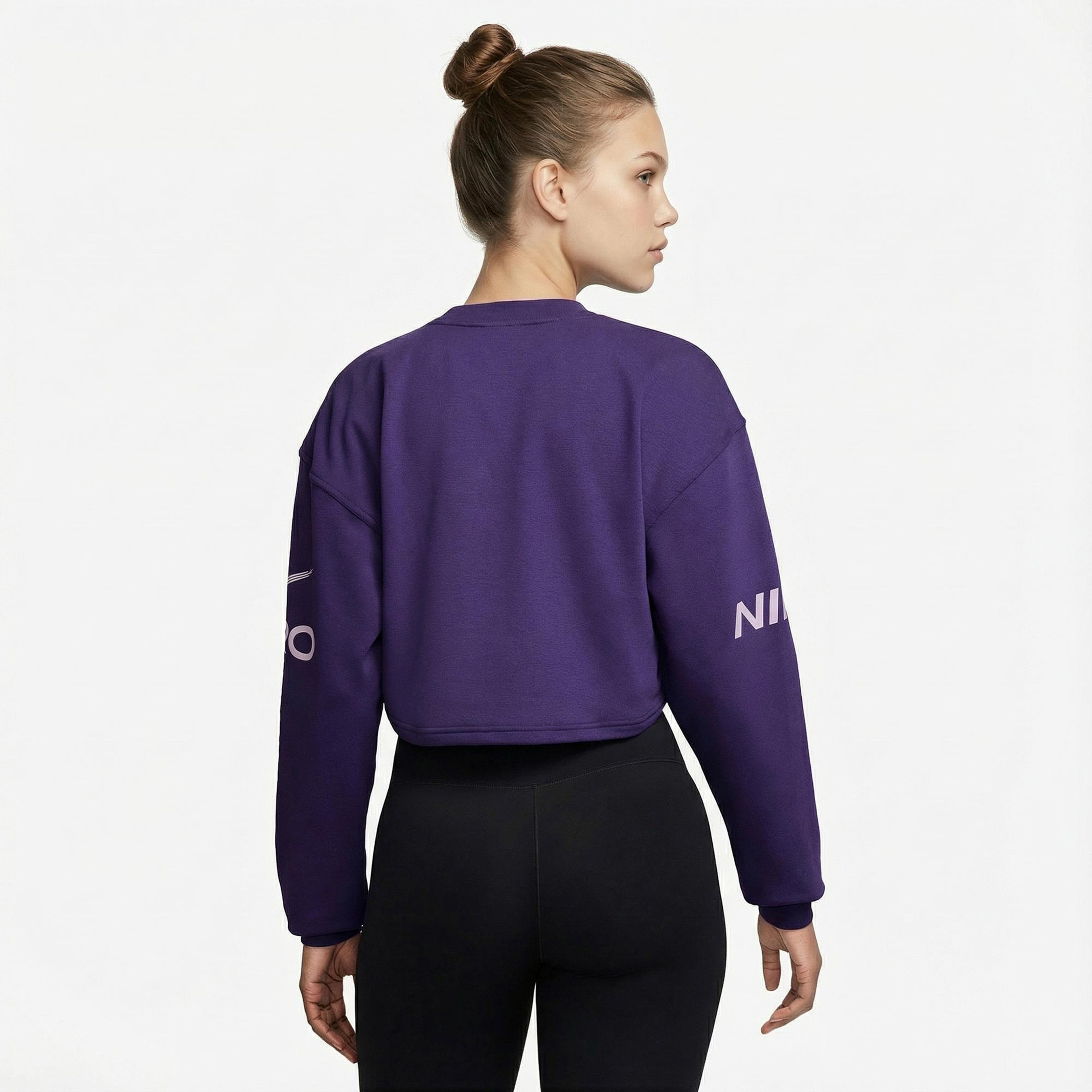 Nike Pro Dri-Fit Fleece Kadın Mor Sweatshirt