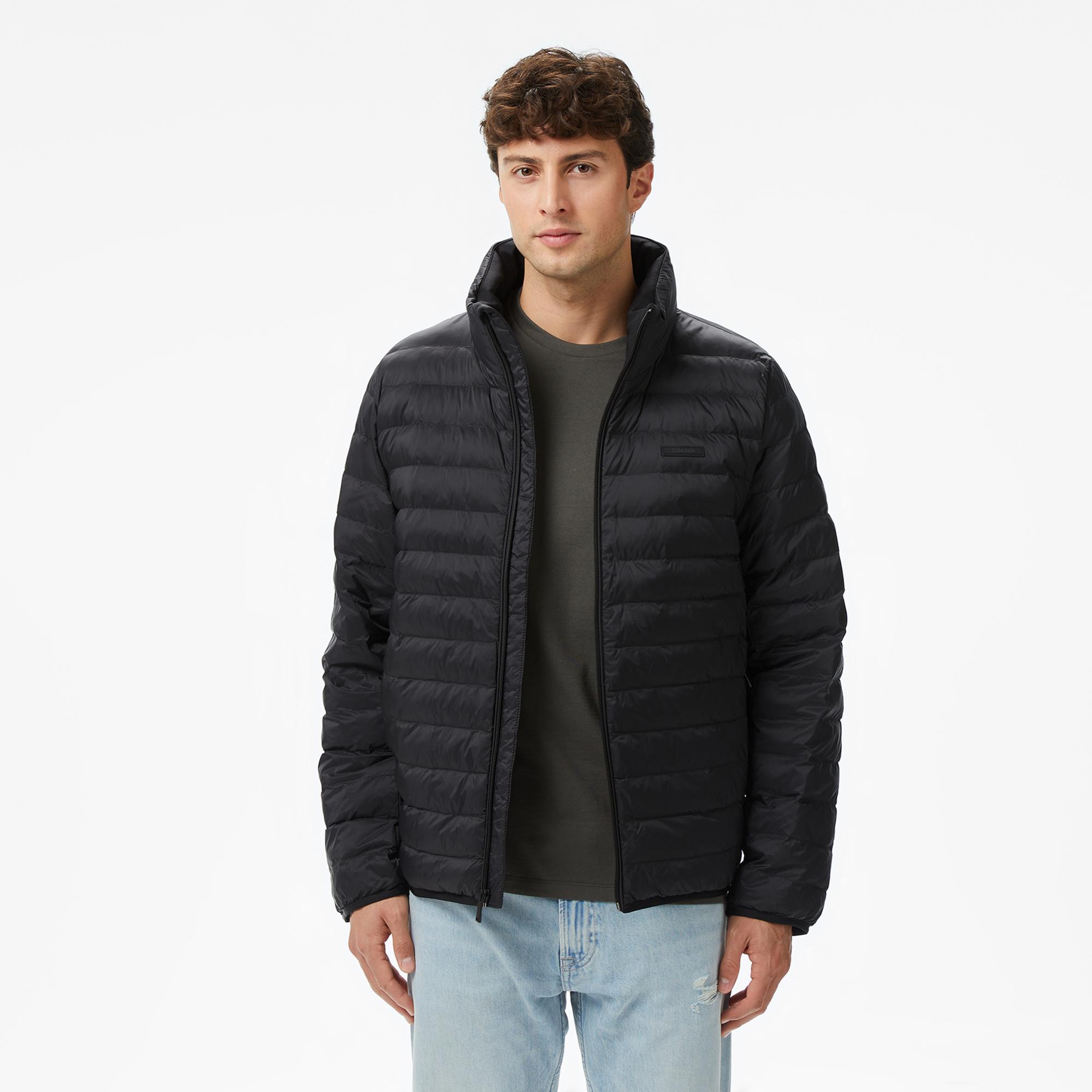 Calvin Klein Nylon Channeled Puffer Erkek Siyah Mont