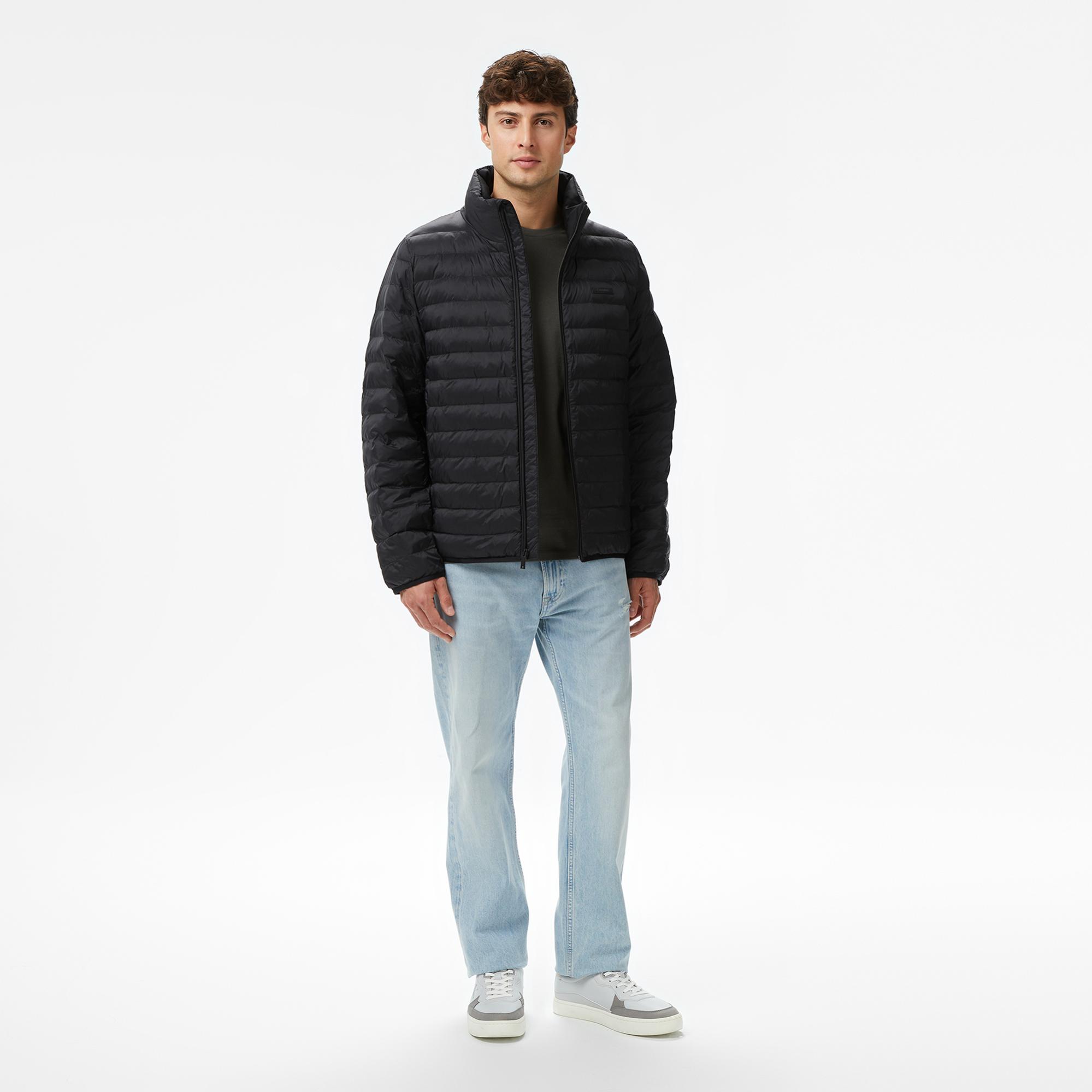 Calvin Klein Nylon Channeled Puffer Erkek Siyah Mont