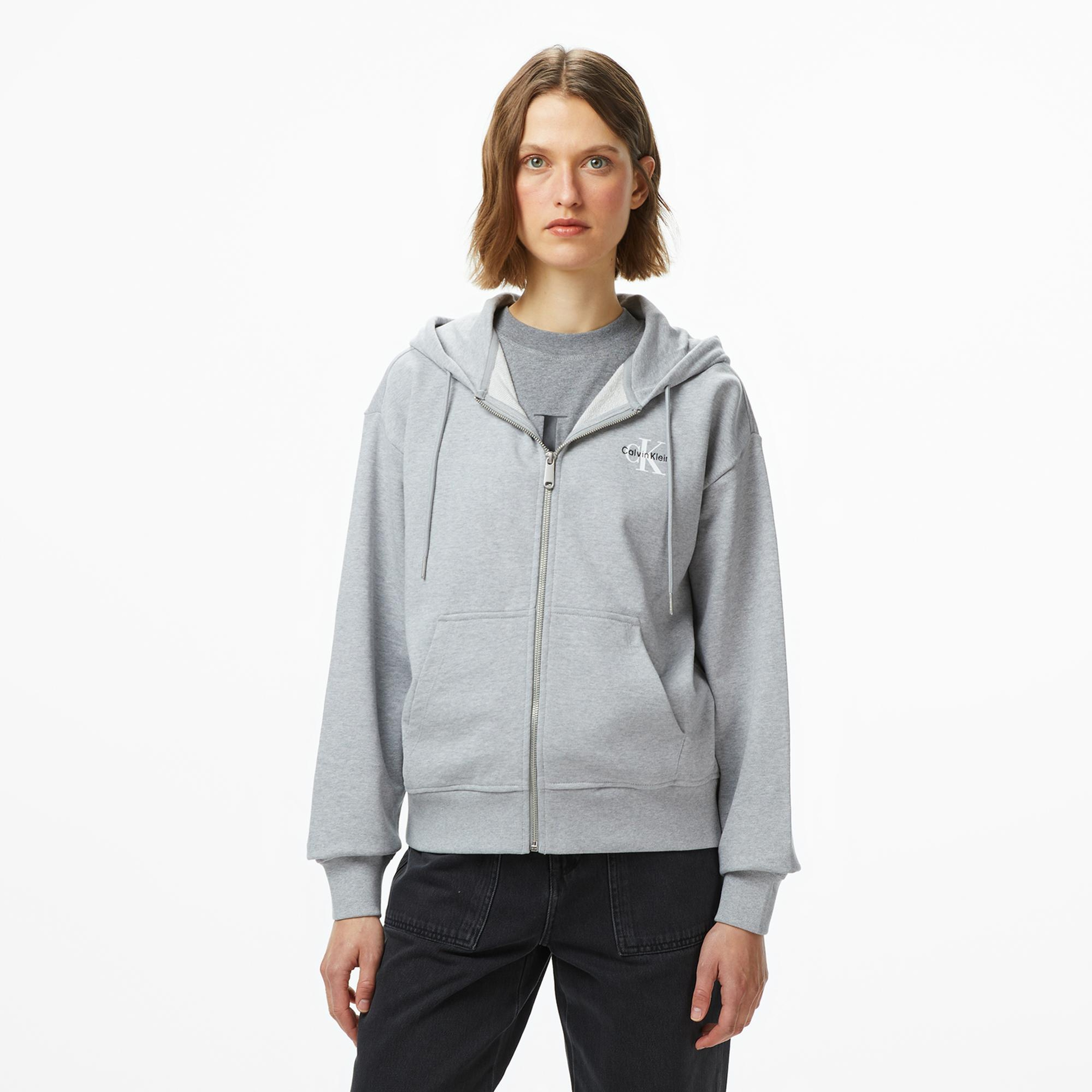 Calvin Klein Monologo Kadın Gri Sweatshirt