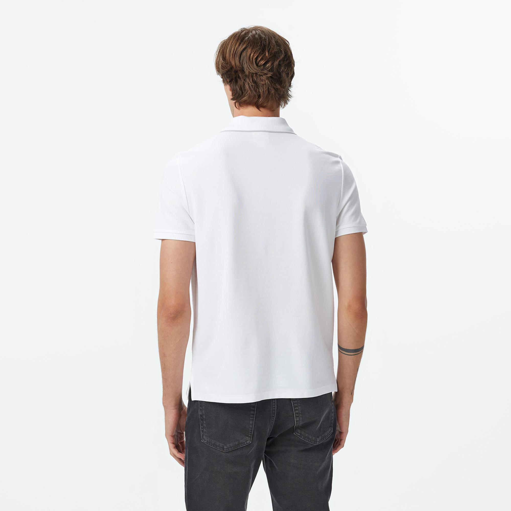 Calvin Klein Refined Pique Tipped Classic Erkek Beyaz Polo