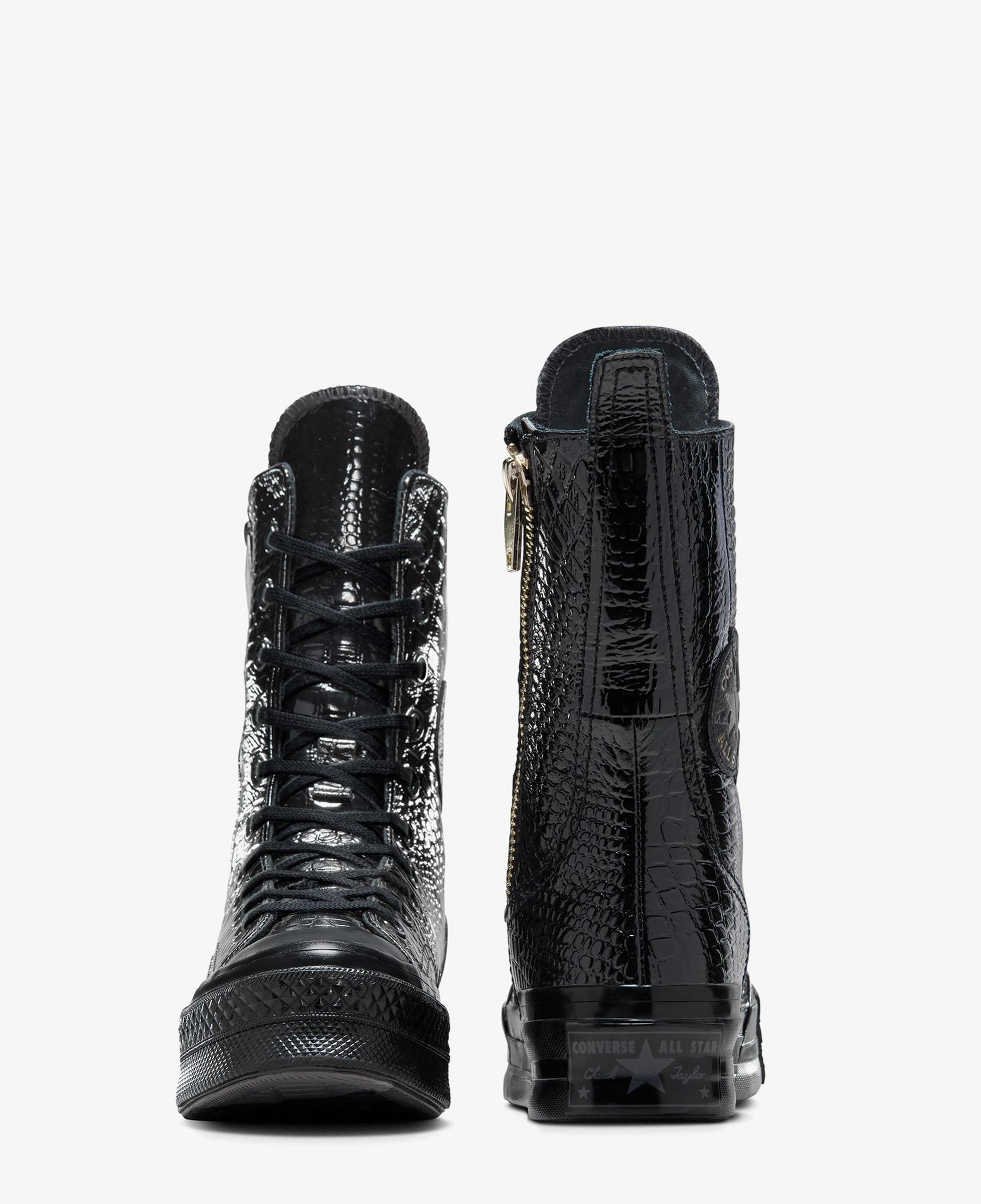 Converse Chuck 70 Plus XHi Unisex Siyah Deri Platform Sneaker