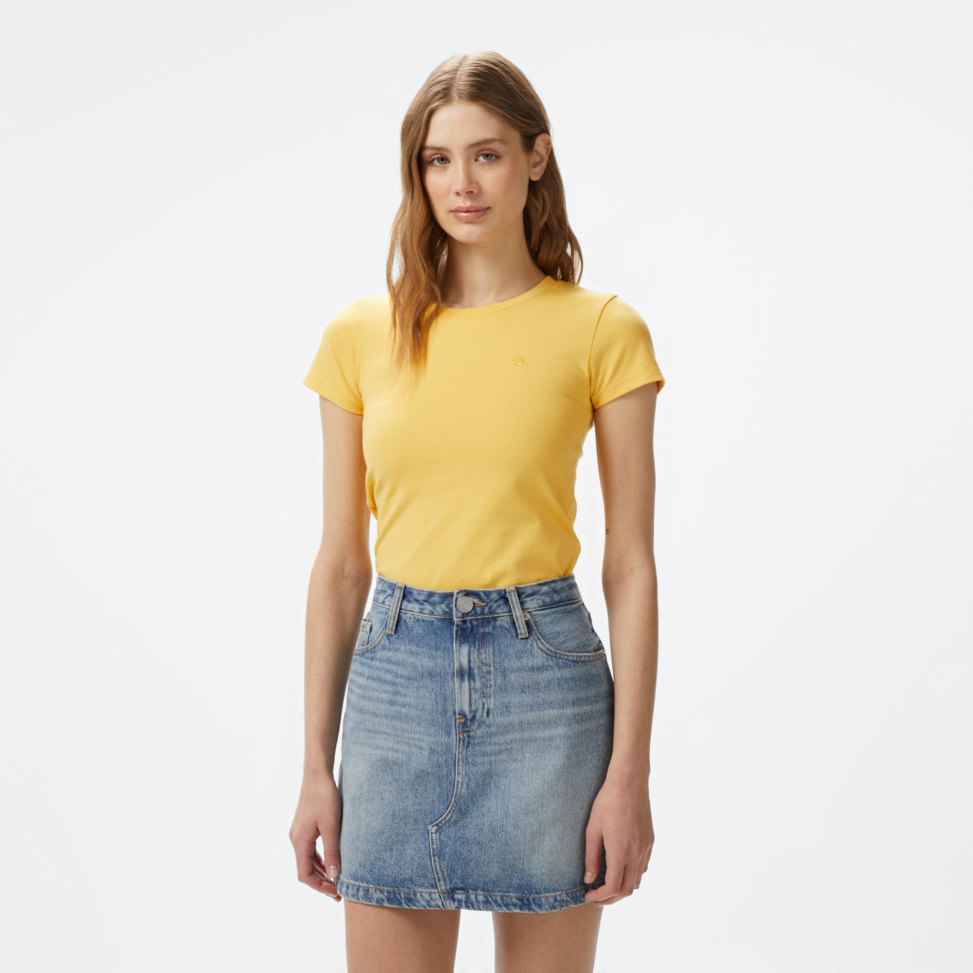 Converse Slim Fit Kadın Sarı T-Shirt