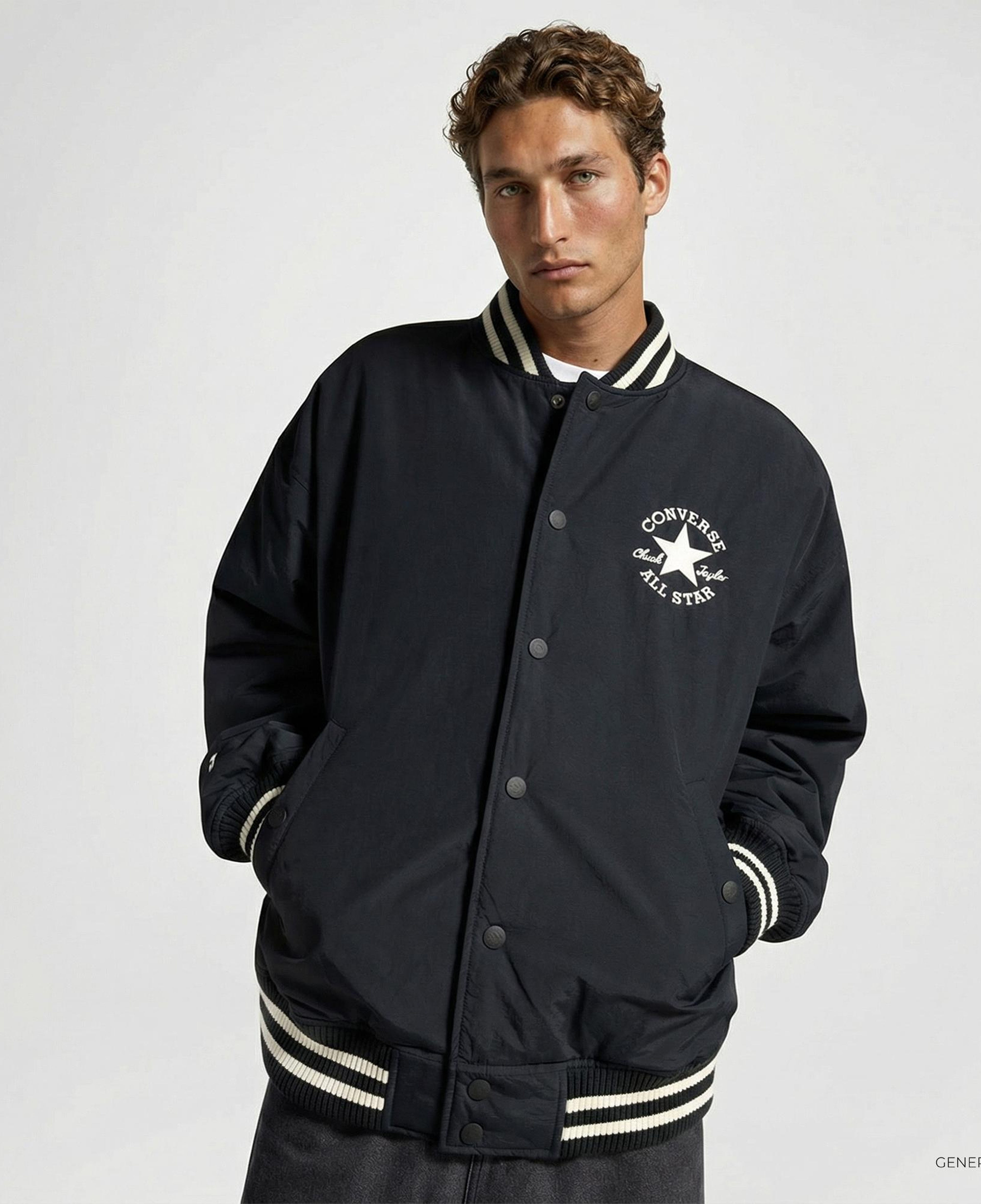Converse Varsity Graphic Bomber Erkek Siyah Ceket