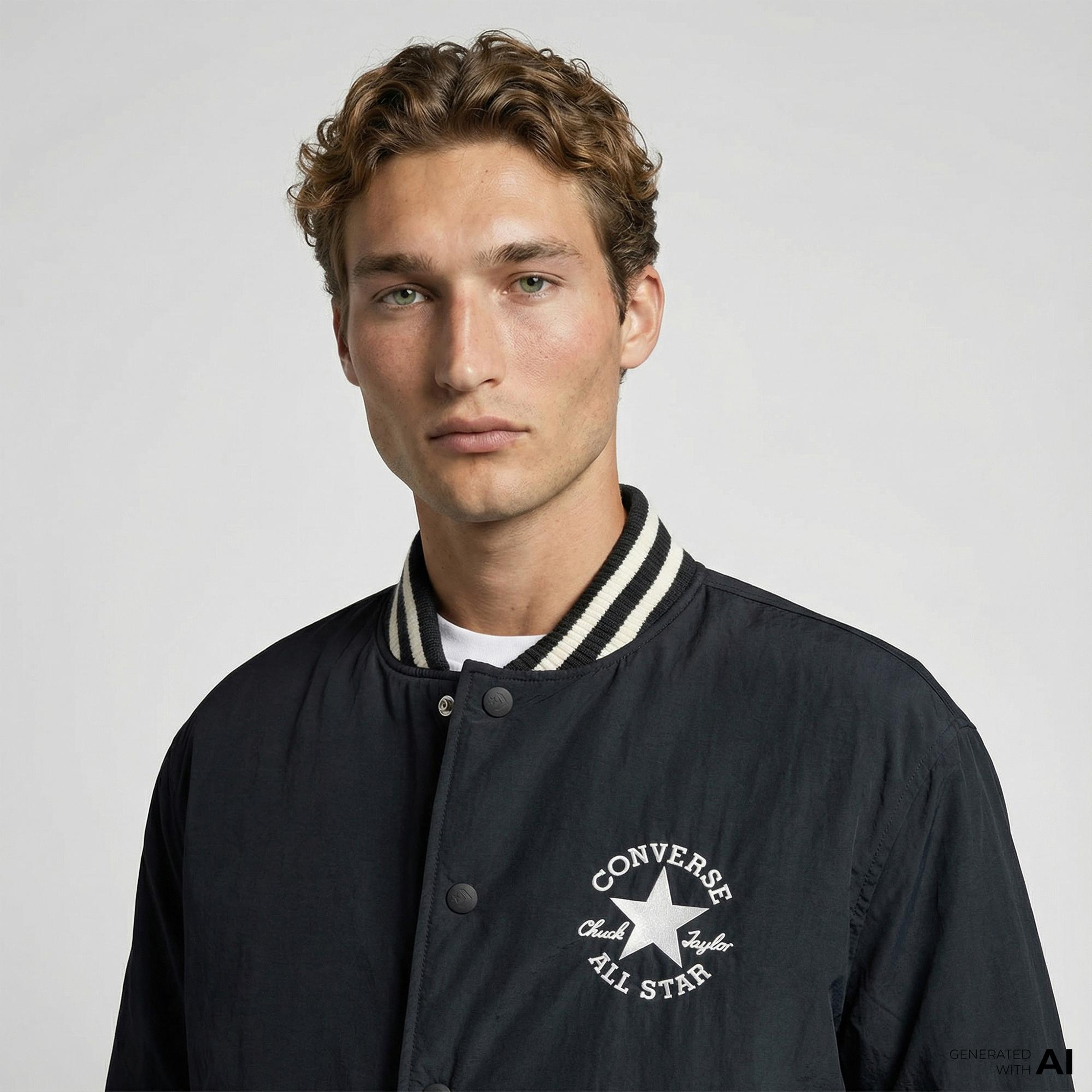 Converse Varsity Graphic Bomber Erkek Siyah Ceket