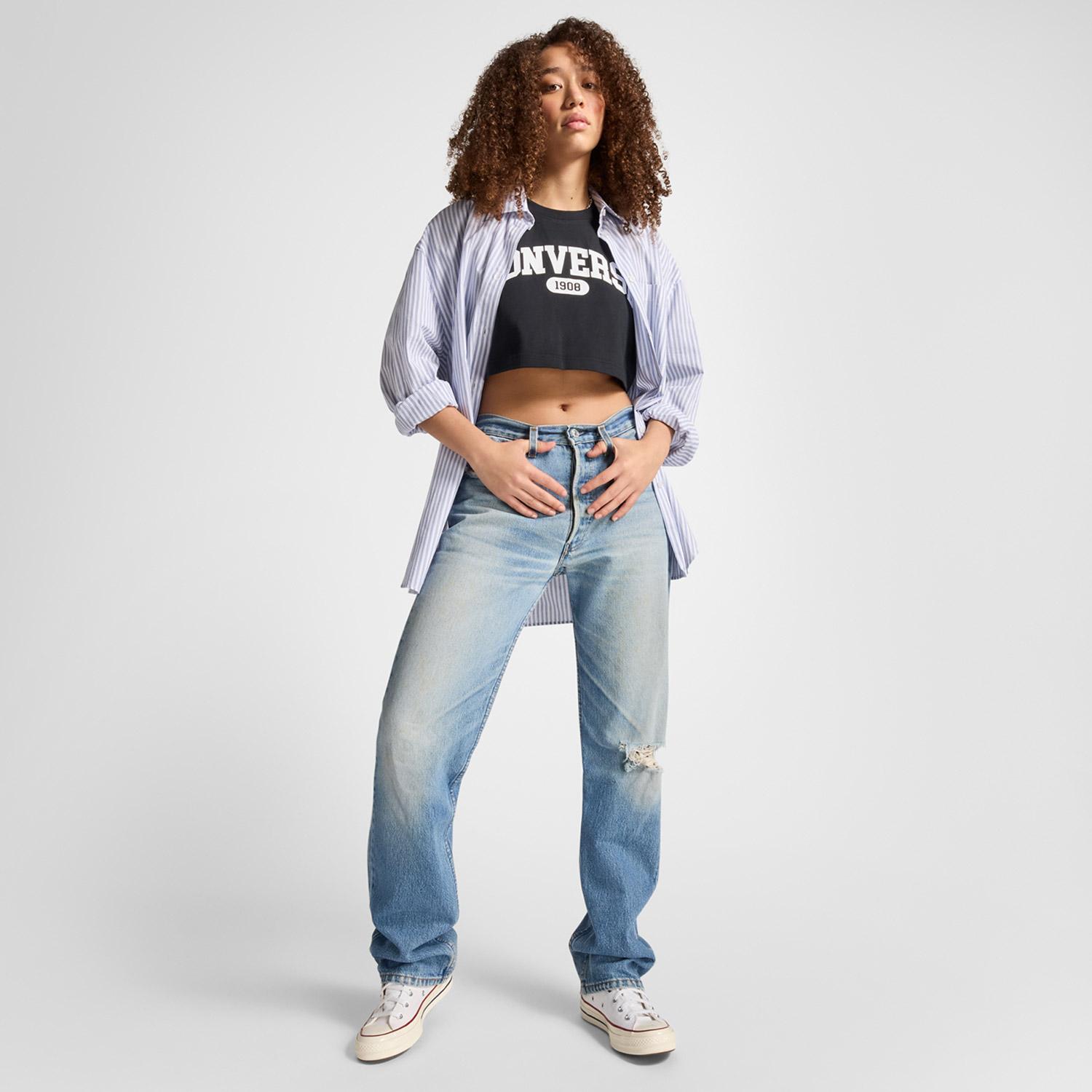 Converse Sporty Cropped Kadın Siyah T-Shirt