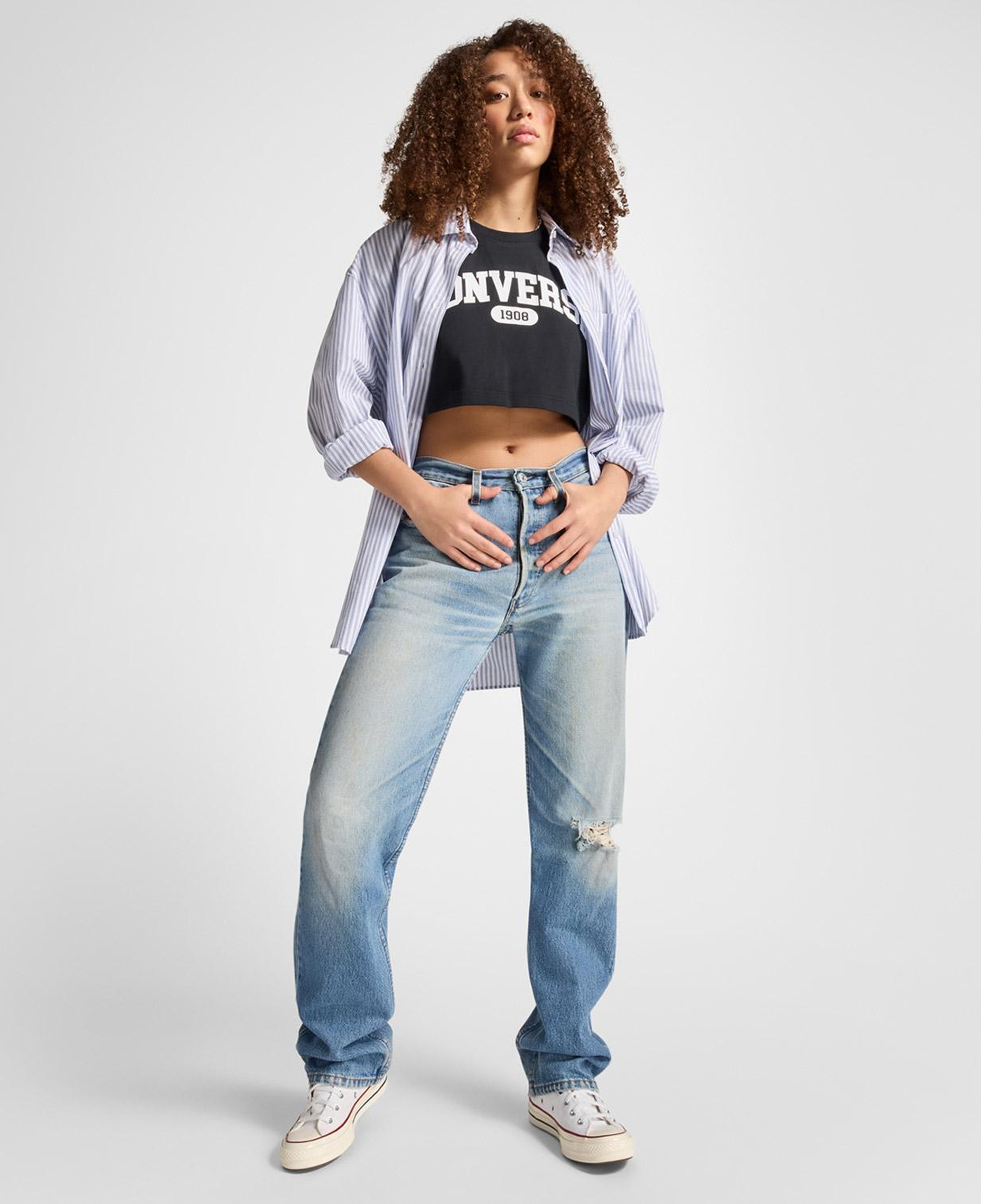 Converse Sporty Cropped Kadın Siyah T-Shirt