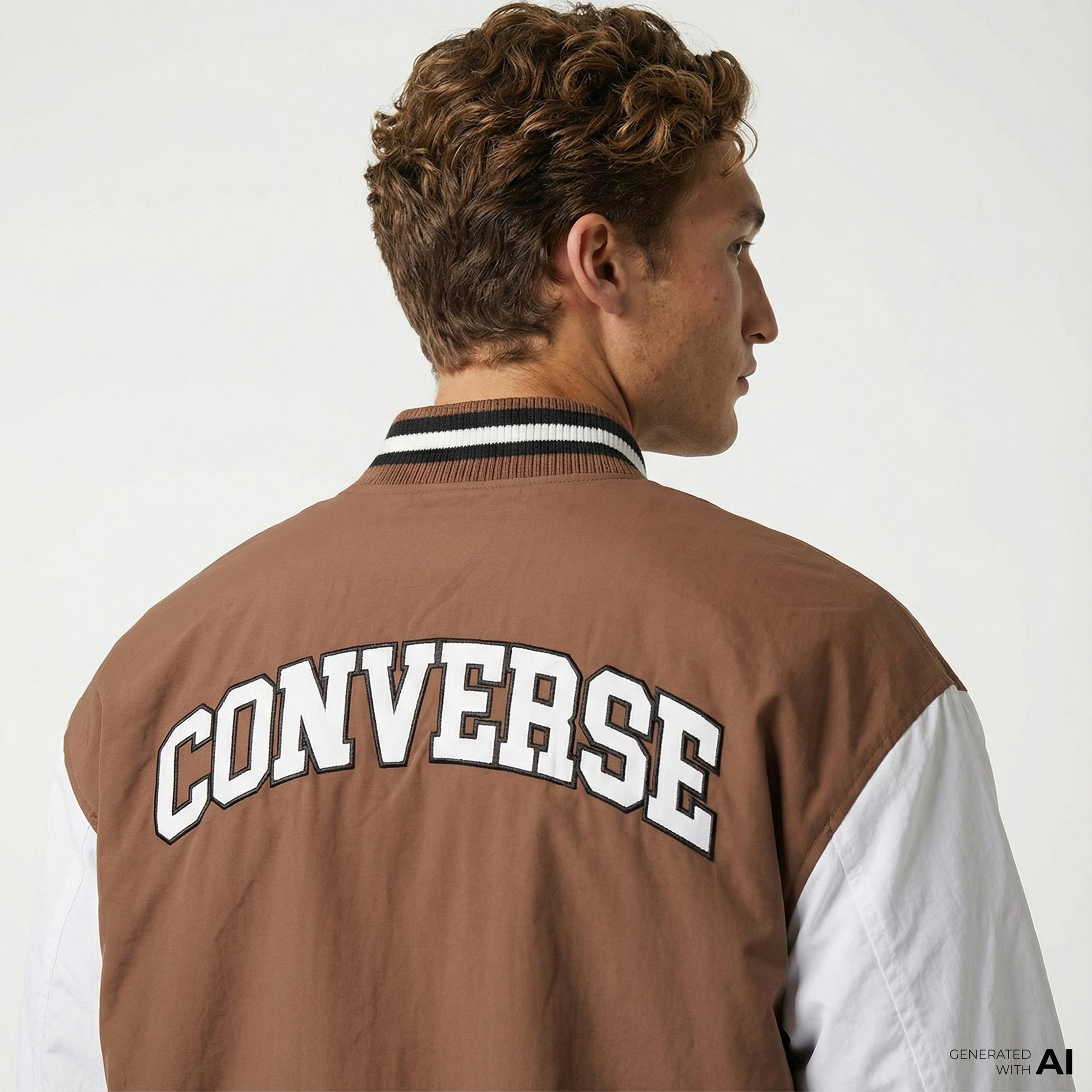 Converse Varsity Graphic Bomber Erkek Kahverengi Ceket