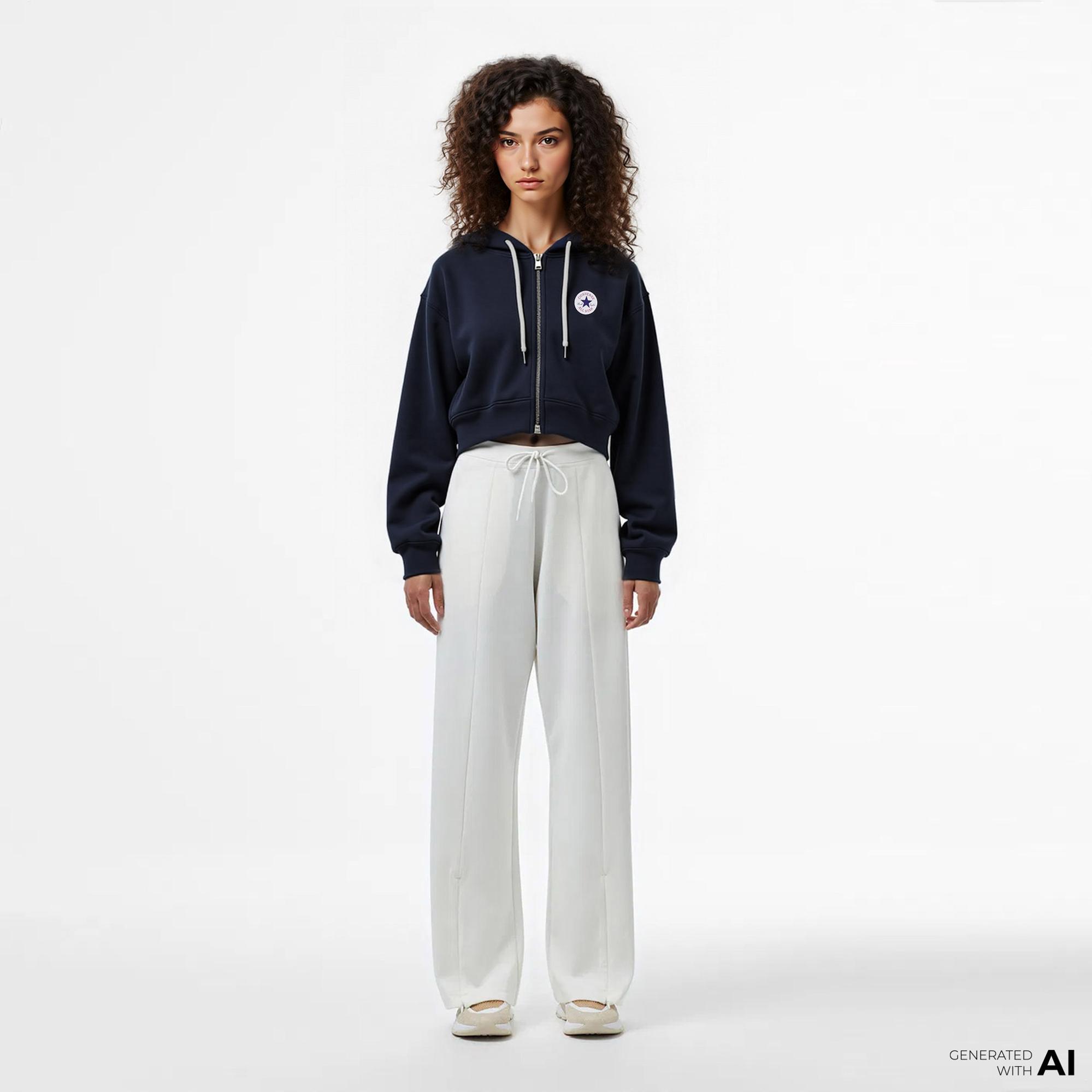 Converse Kadın Fermuarlı Siyah Eşofman Üstü