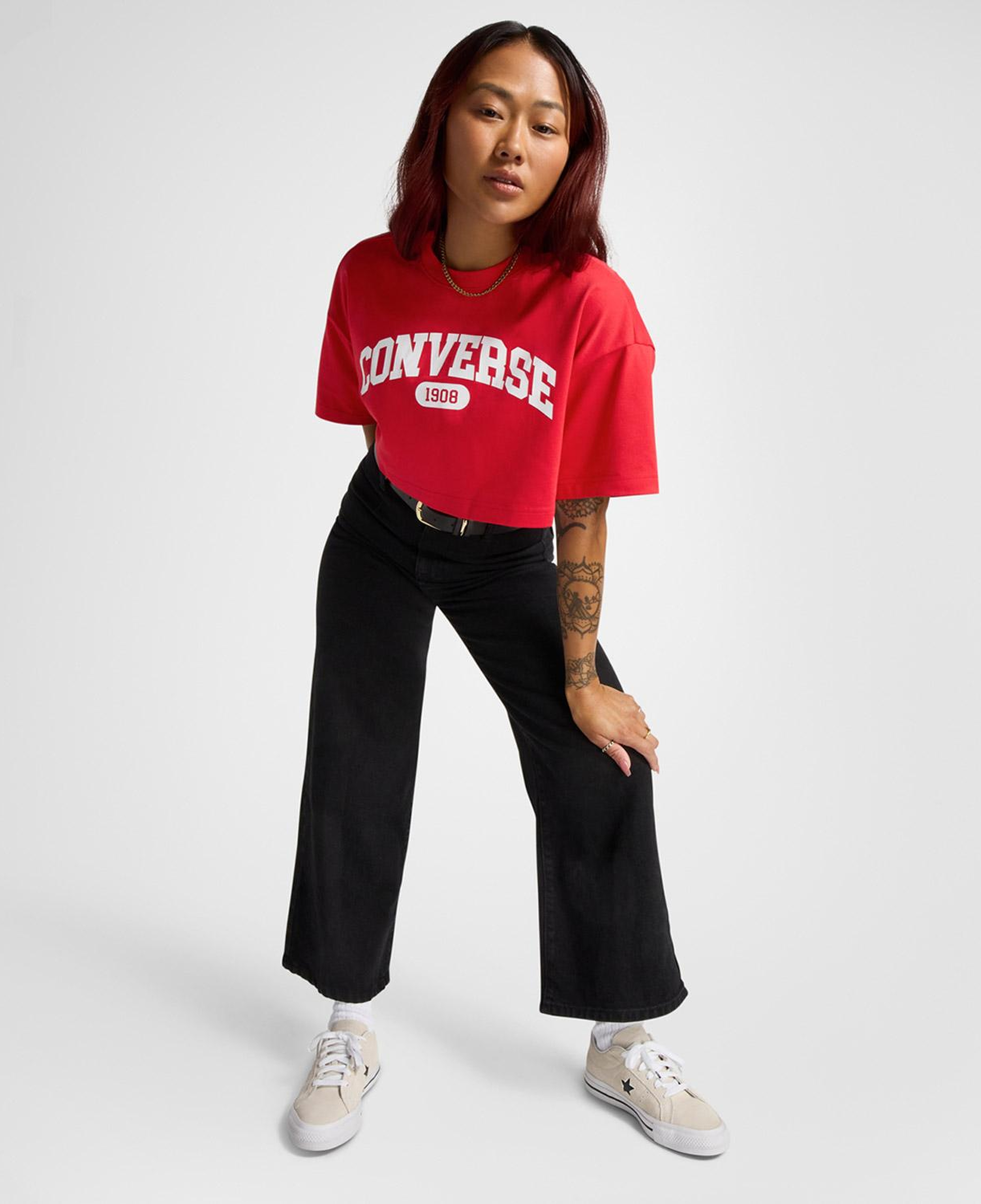 Converse Sporty Cropped Kadın Kırmızı T-Shirt