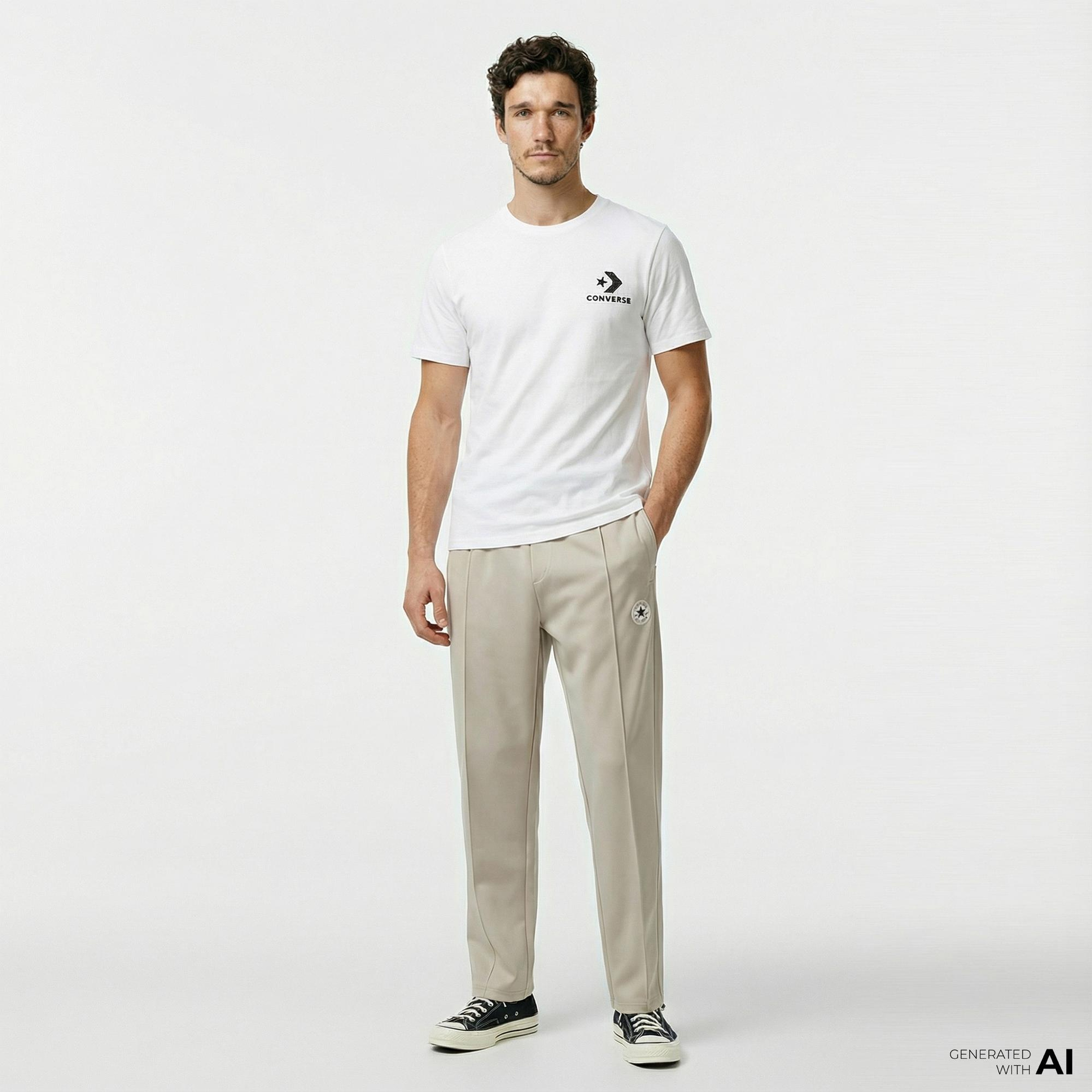 Converse Spray Paint Baskılı Erkek Beyaz T-Shirt