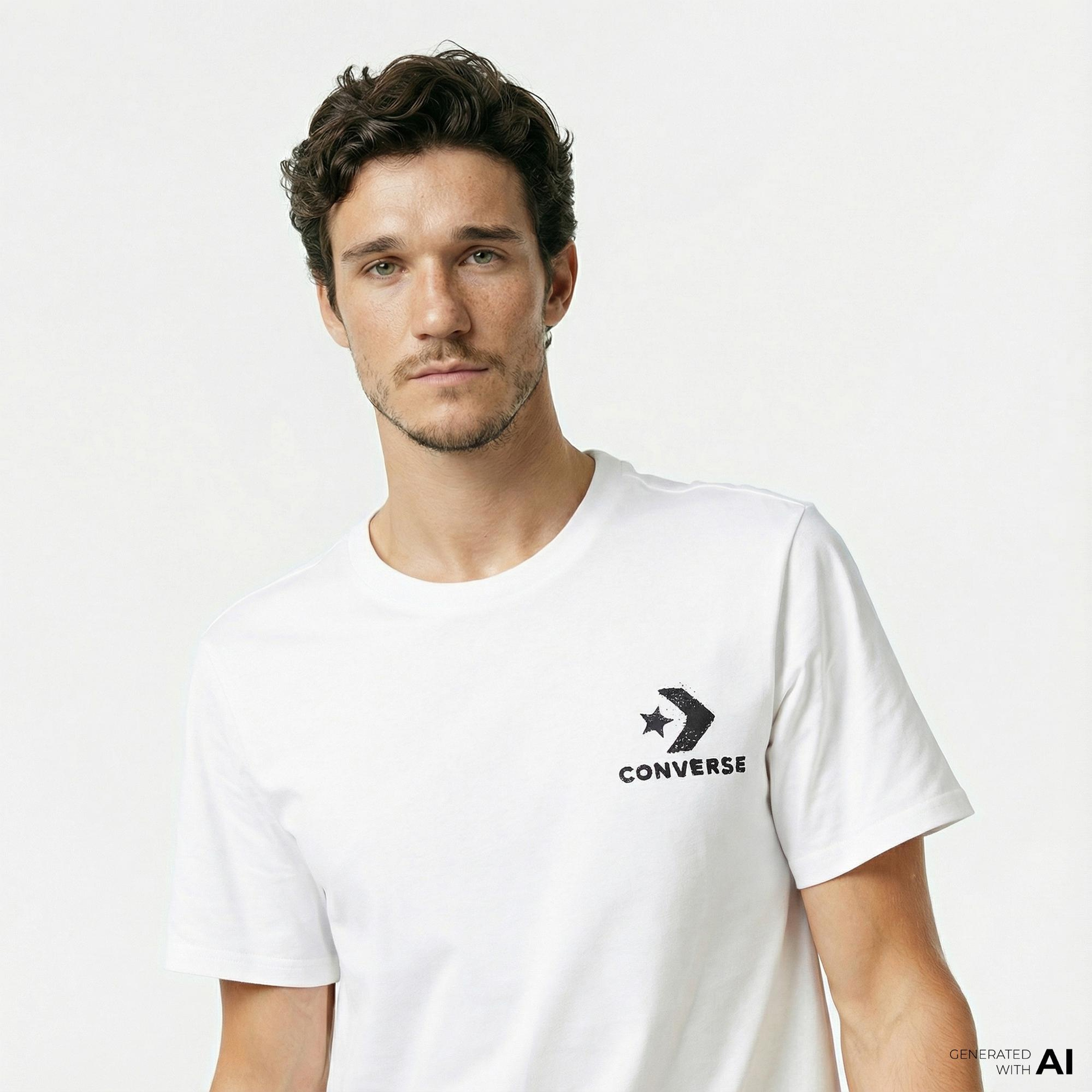 Converse Spray Paint Baskılı Erkek Beyaz T-Shirt