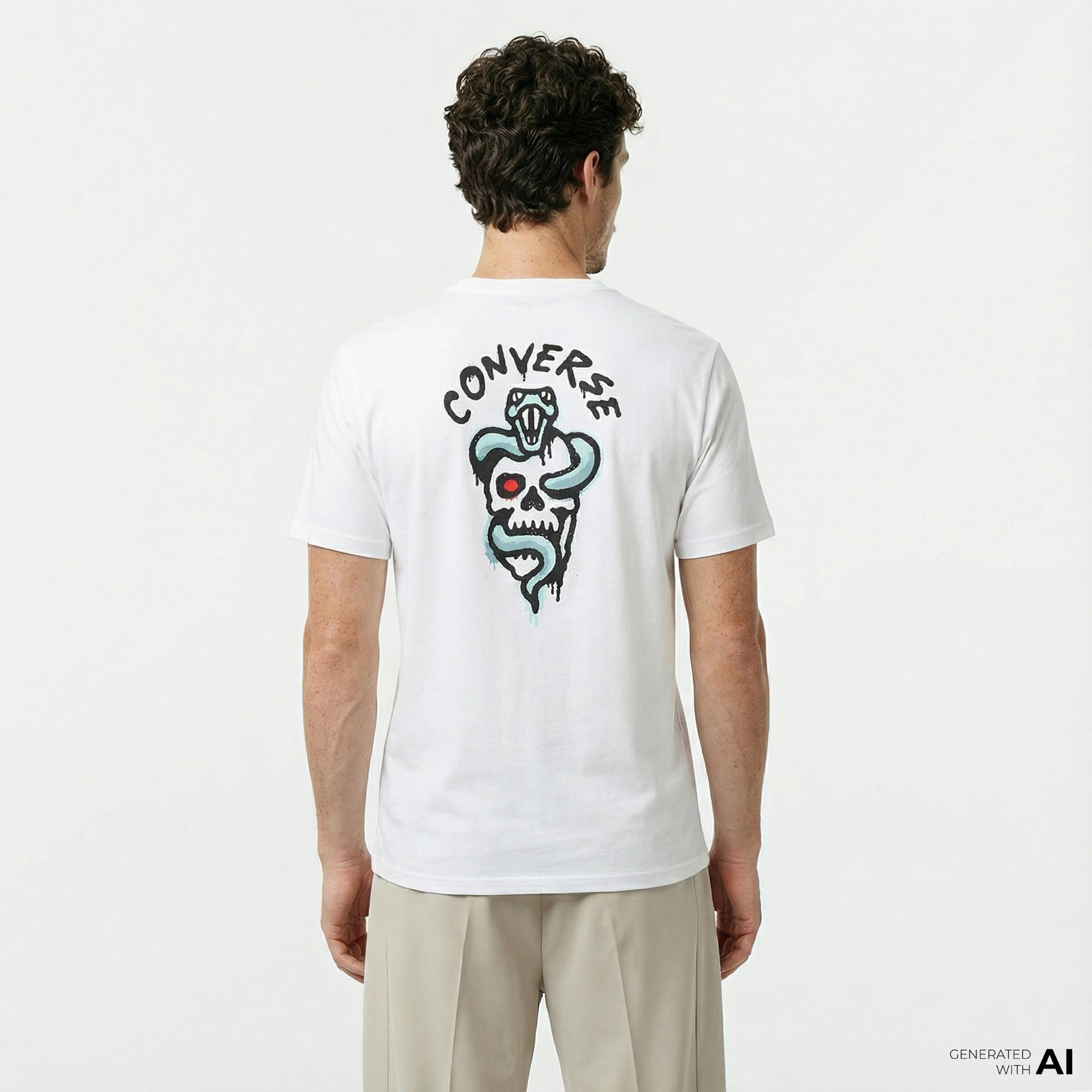 Converse Spray Paint Baskılı Erkek Beyaz T-Shirt