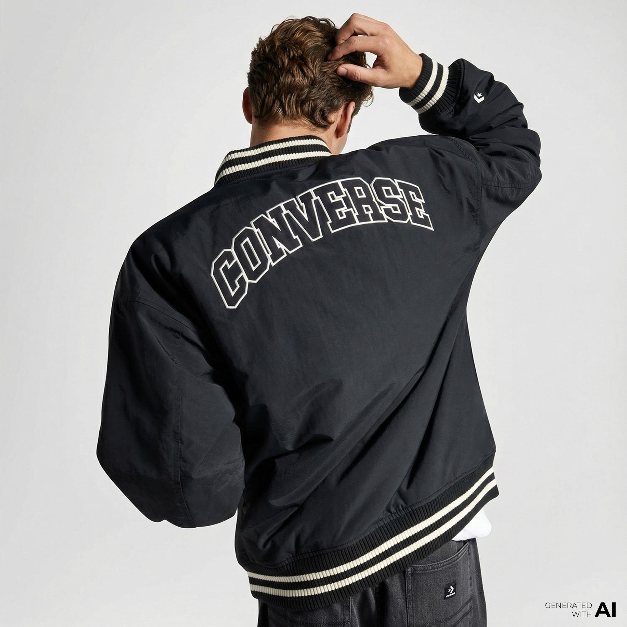 Converse Varsity Graphic Bomber Erkek Siyah Ceket
