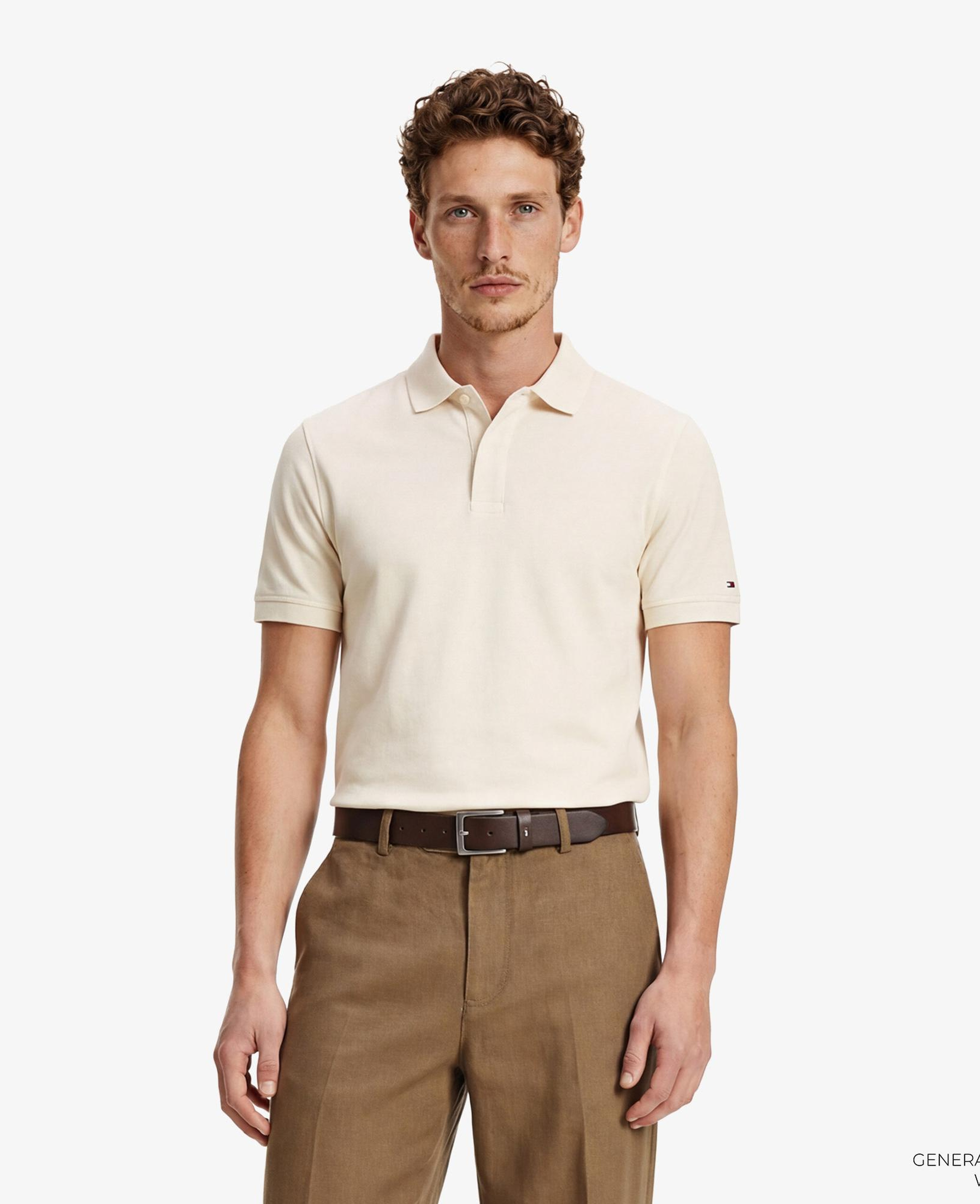Tommy Hilfiger Elevated Essentials Erkek Krem Rengi Polo Yaka T-Shirt