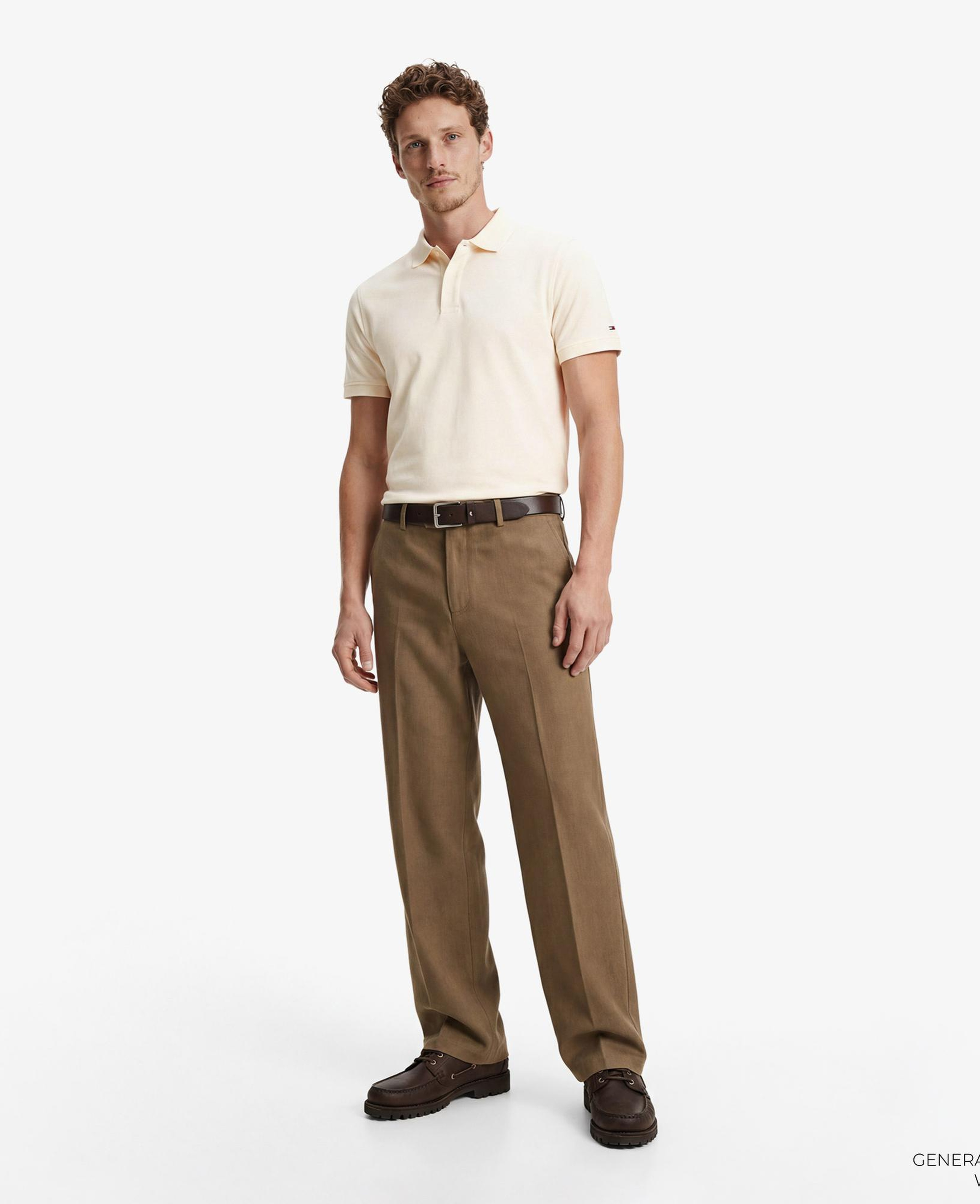 Tommy Hilfiger Elevated Essentials Erkek Krem Rengi Polo Yaka T-Shirt