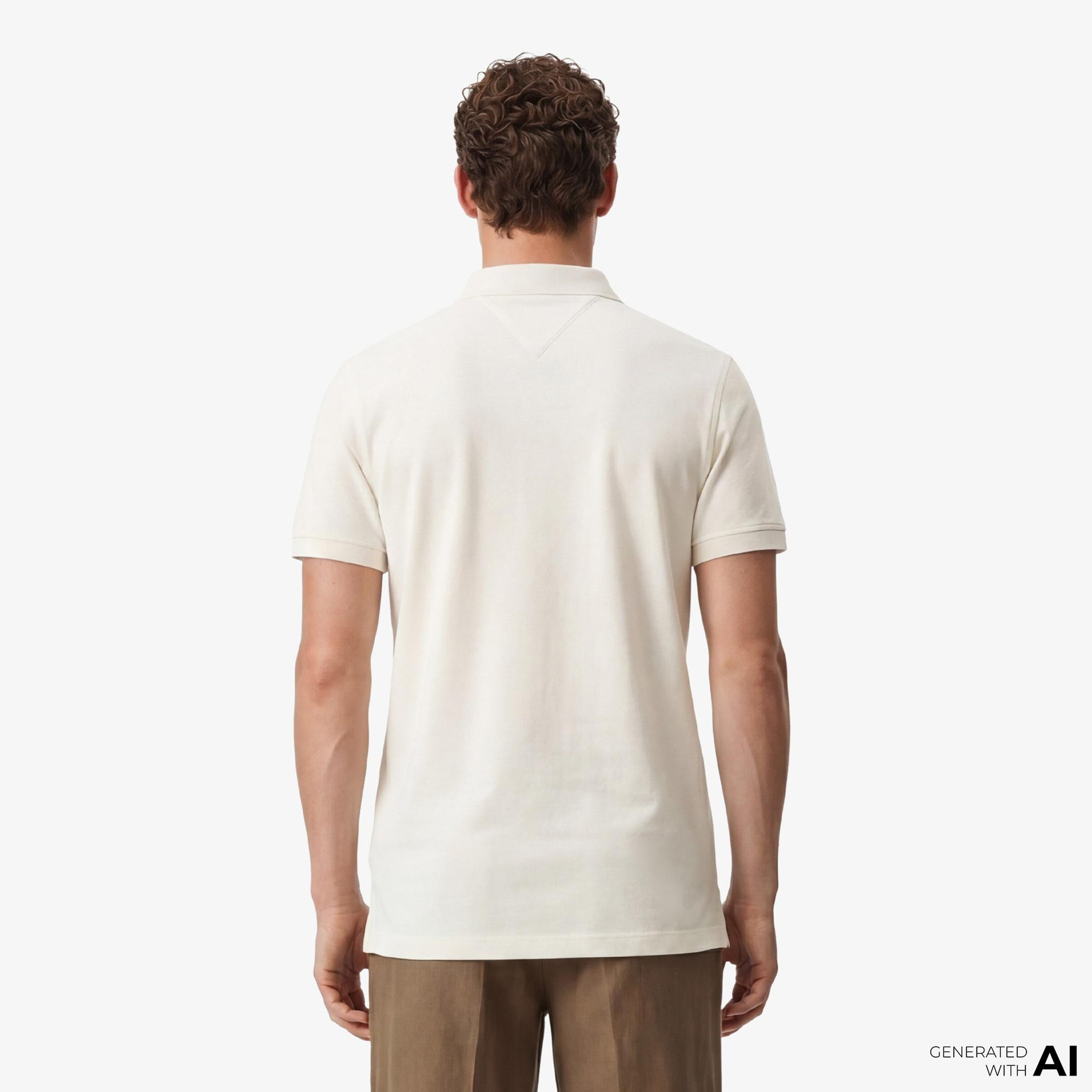 Tommy Hilfiger Elevated Essentials Erkek Krem Rengi Polo Yaka T-Shirt
