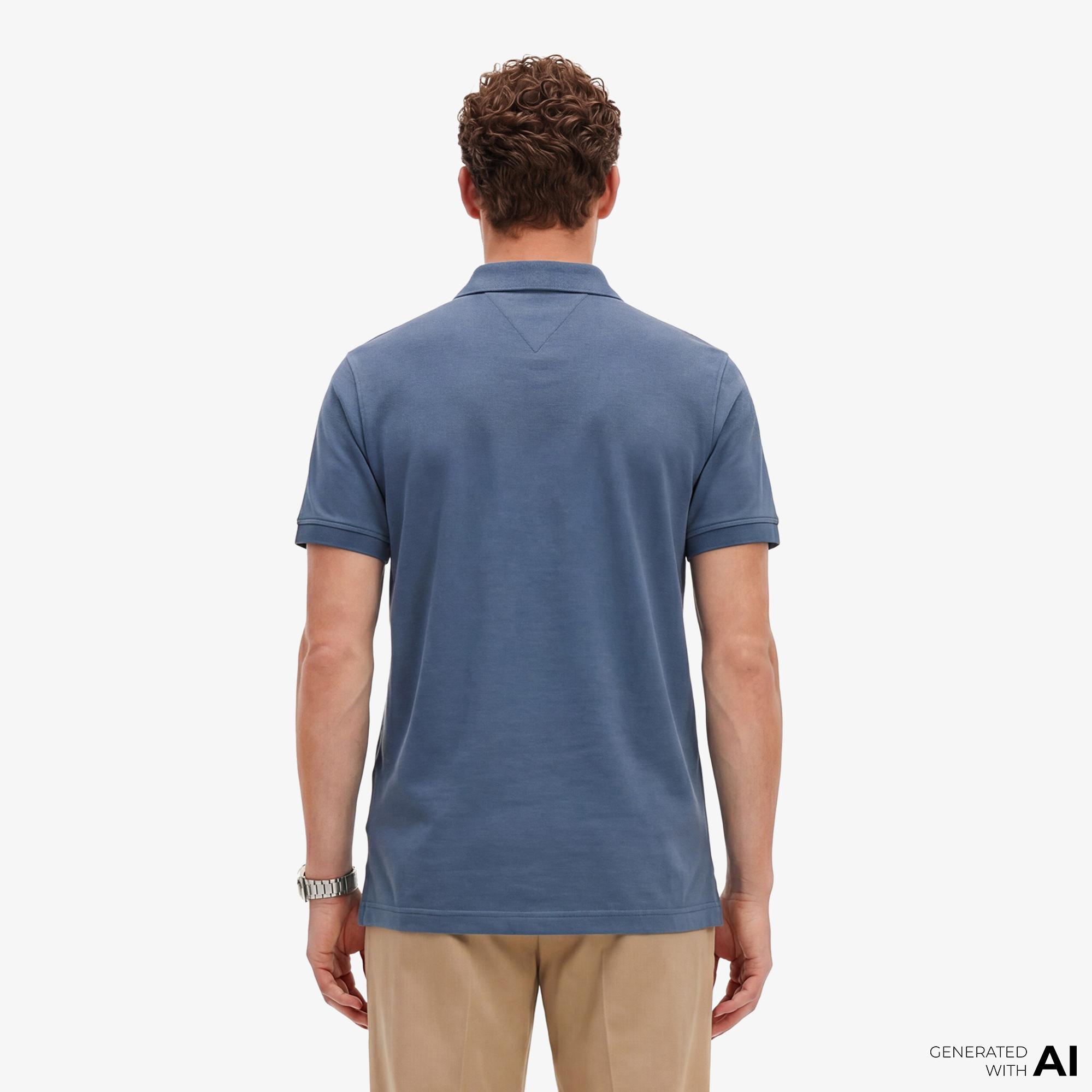 Tommy Hilfiger Elevated Essentials Erkek Mavi Polo Yaka T-Shirt