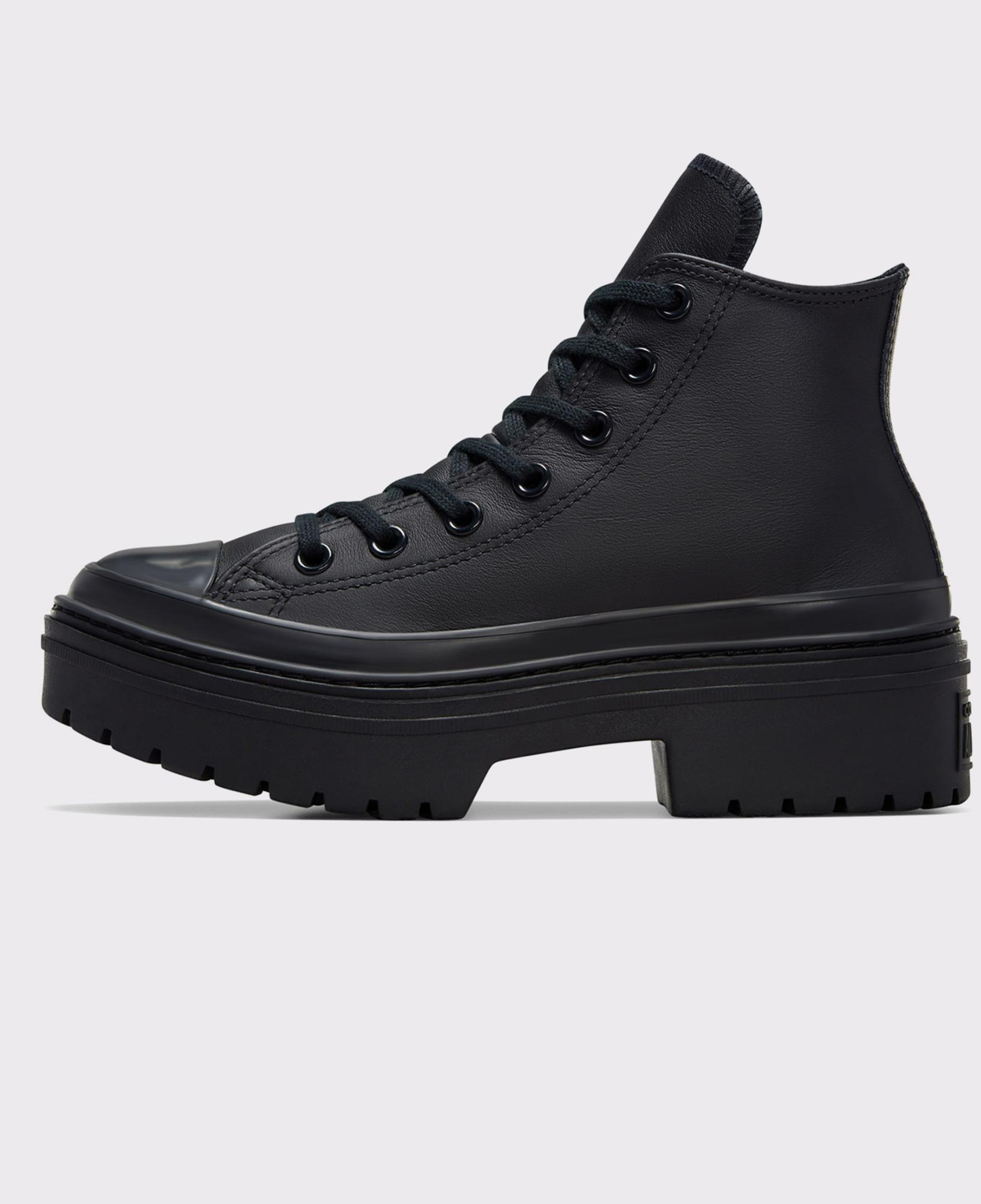 Converse Chuck Taylor All Star Lugged Heel Kadın Siyah Deri Platform Bot