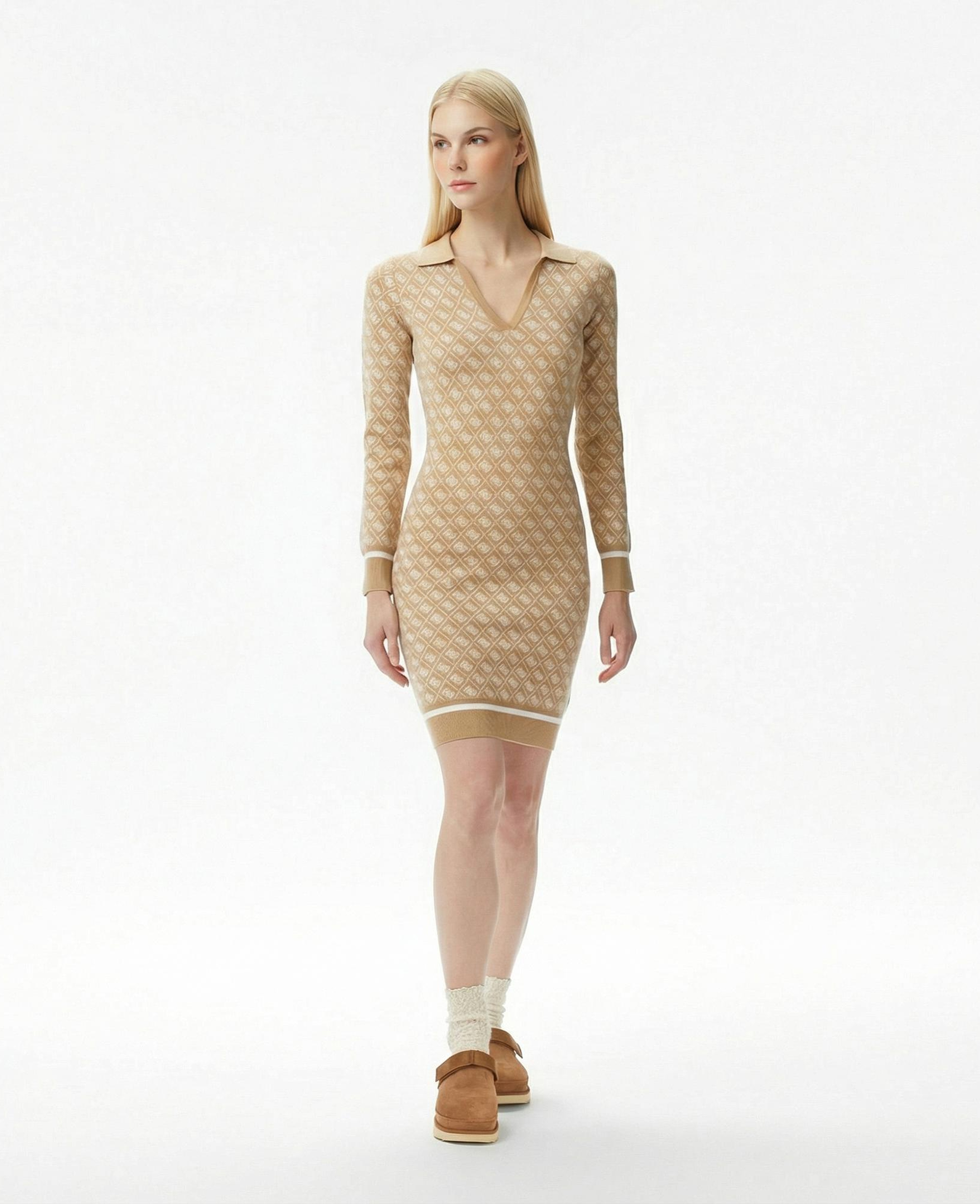 Guess Aubrey Yün Karışımlı Kadın Bej Elbise