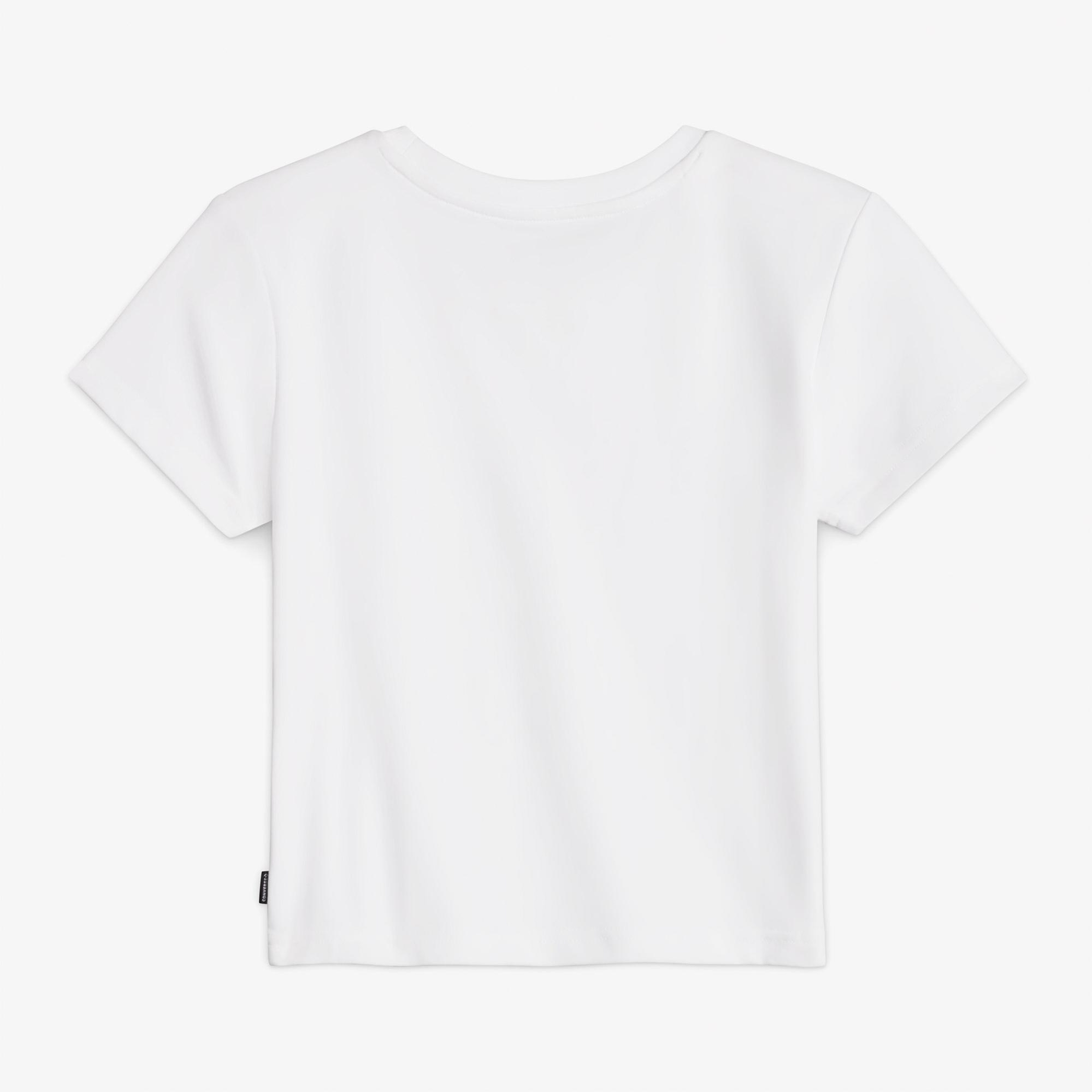Converse Kadın Slim Fit Baskılı Beyaz T-Shirt