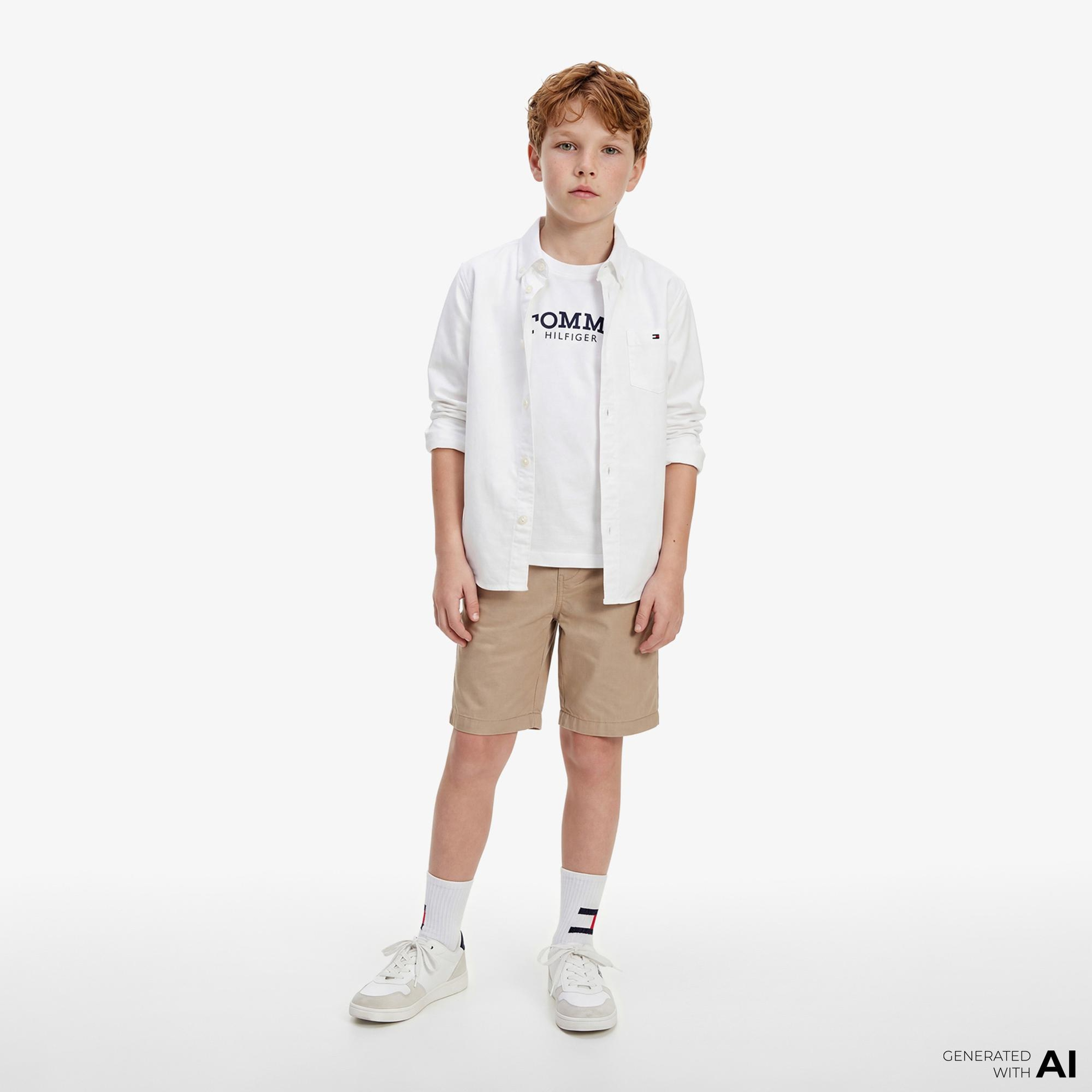 Tommy Hilfiger Essentials Çocuk Beyaz Gömlek