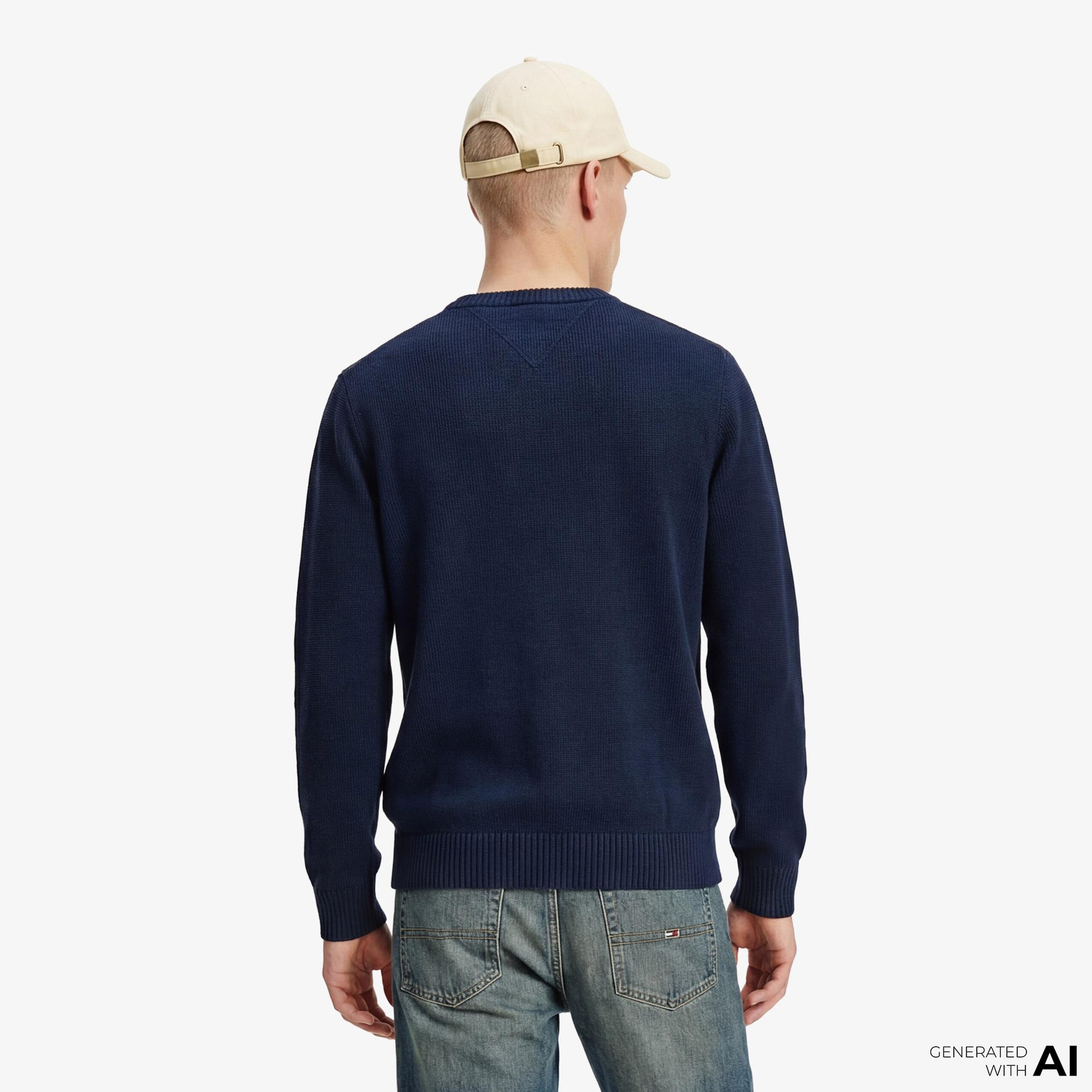 Tommy Hilfiger Linear Erkek Lacivert Triko