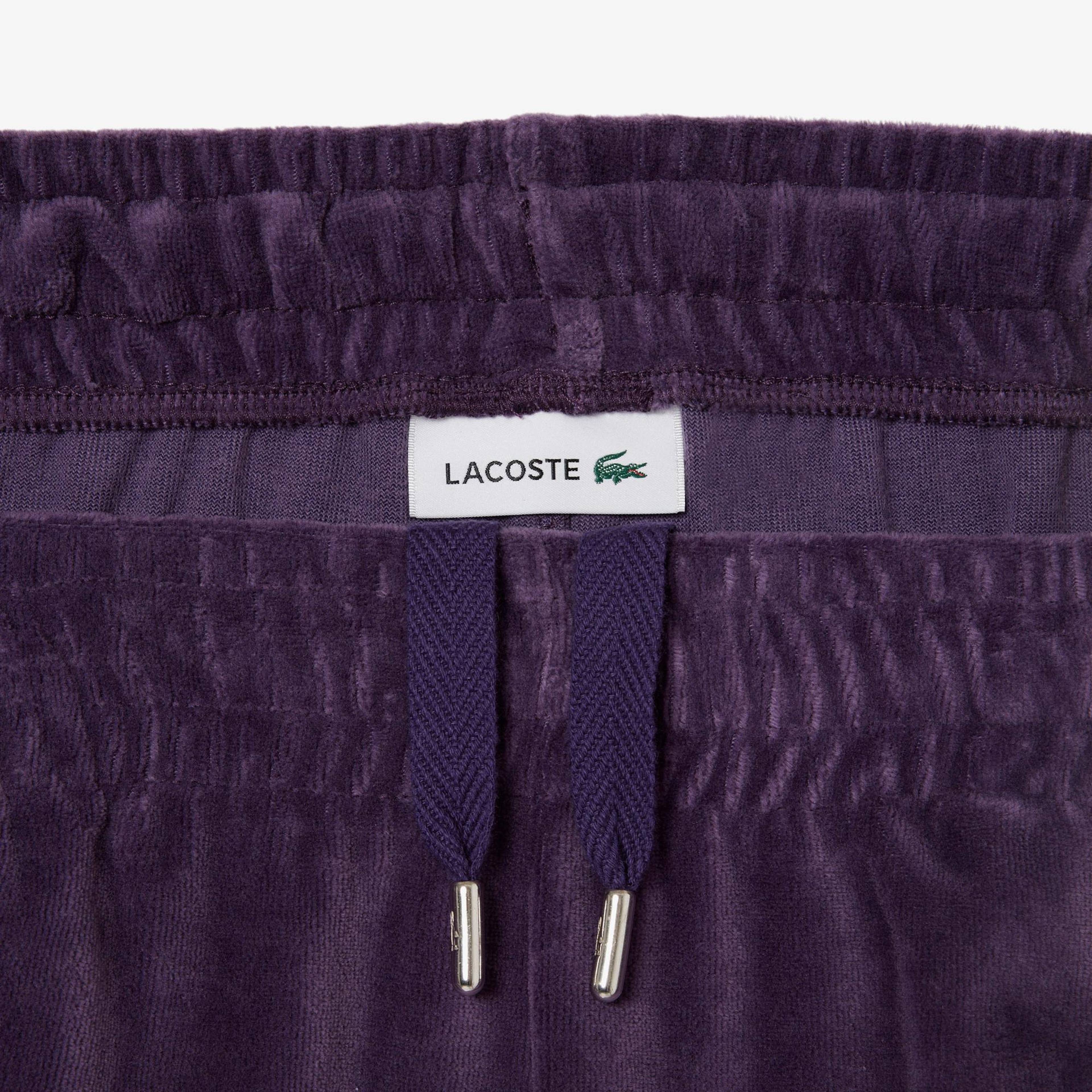Lacoste Kadın Wide Leg Kadife Mor Eşofman Altı