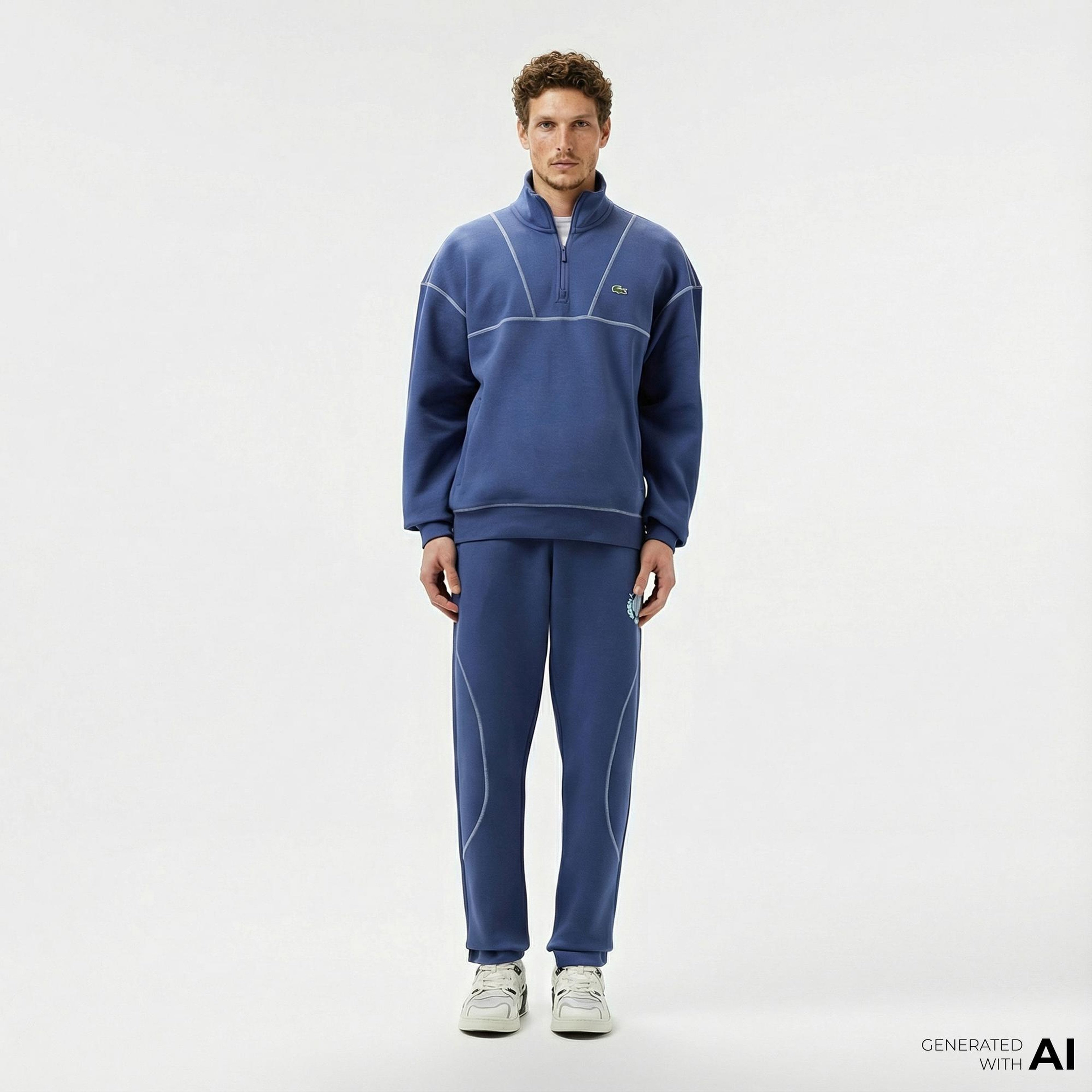 Lacoste Erkek Tapered Fit Baskılı Mavi Eşofman Altı