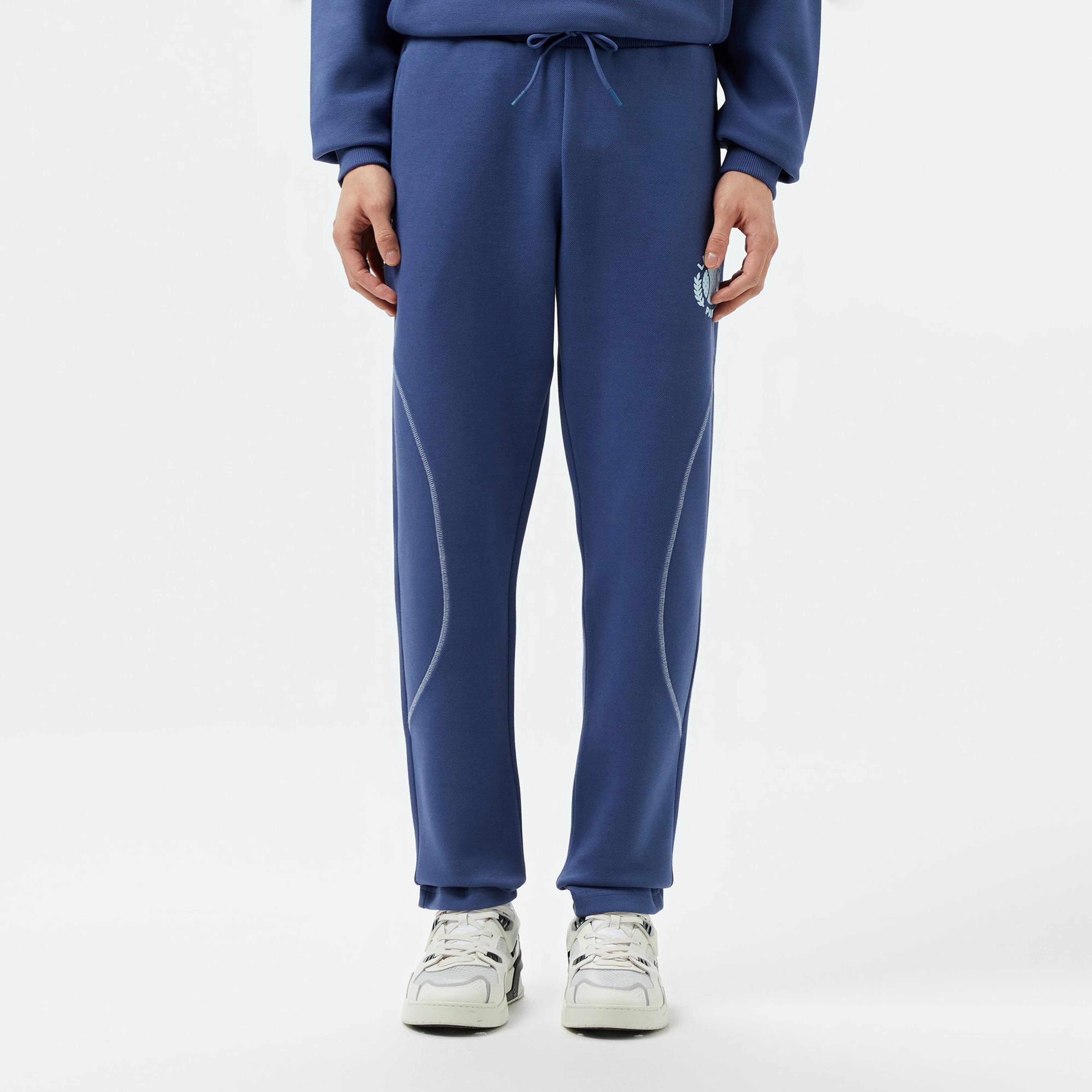 Lacoste Erkek Tapered Fit Baskılı Mavi Eşofman Altı