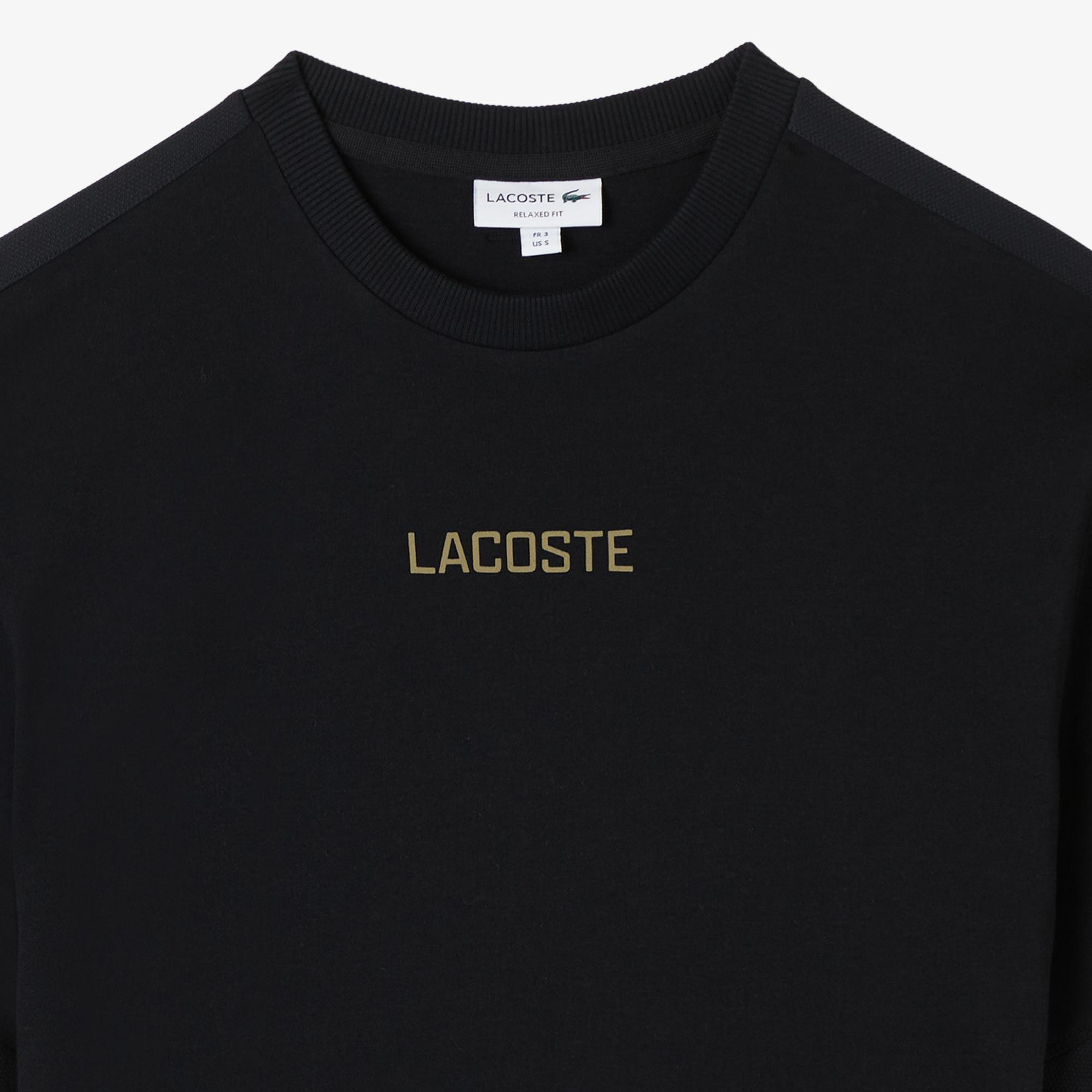 Lacoste Erkek Loose Fit Bisiklet Yaka Baskılı Siyah T-Shirt