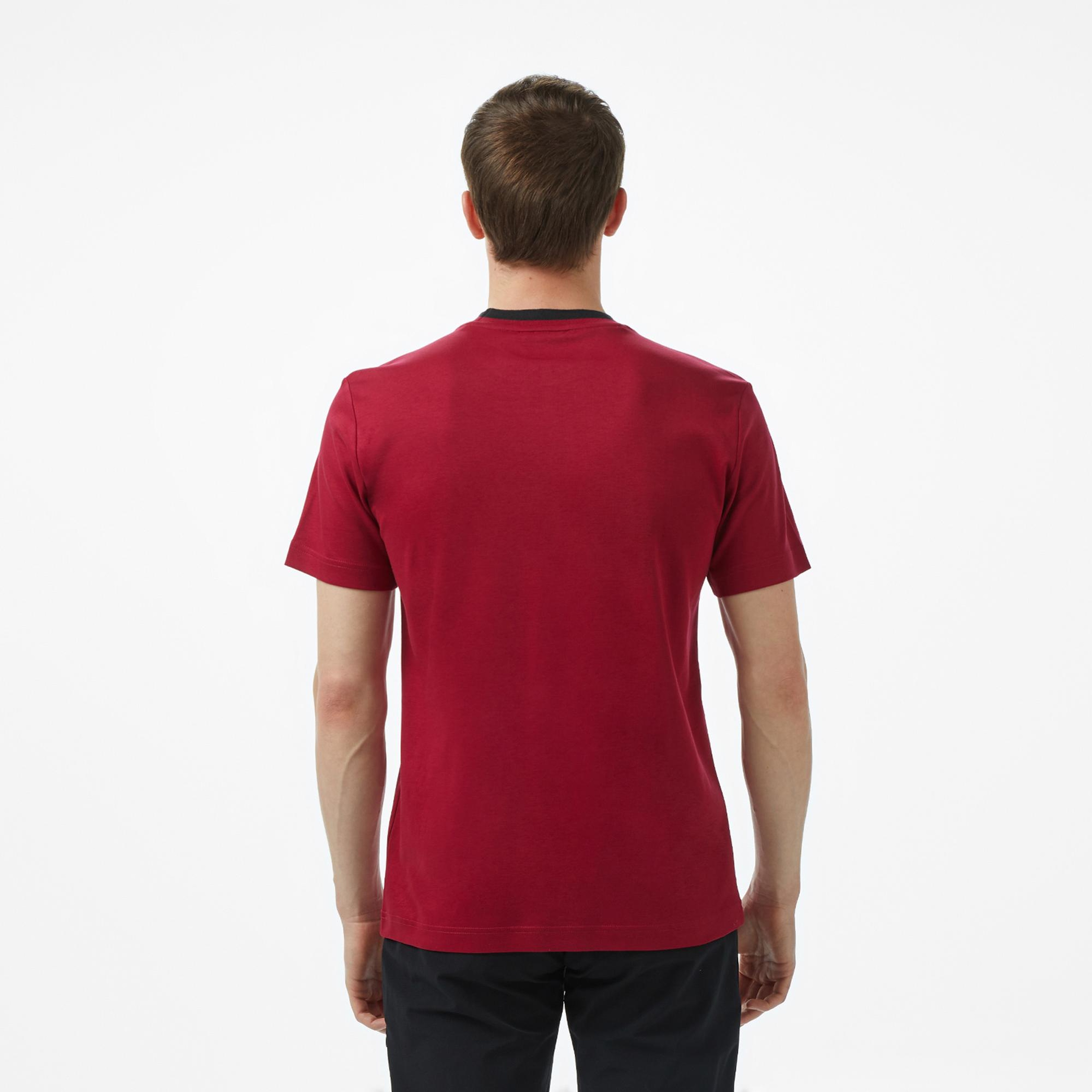 Lacoste Erkek Slim Fit Bisiklet Yaka Baskılı Bordo T-Shirt